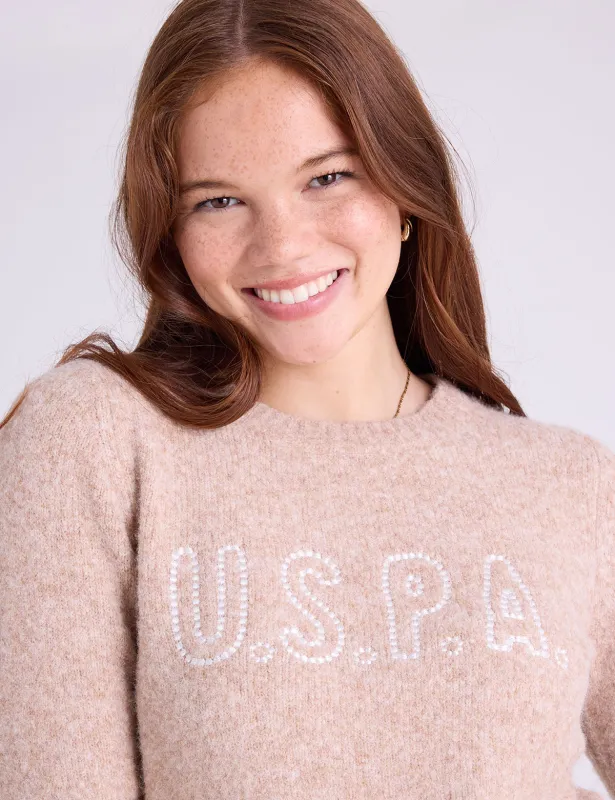 CREW NECK EMBROIDERED TIPPED SWEATER made by U.S. Polo Assn.