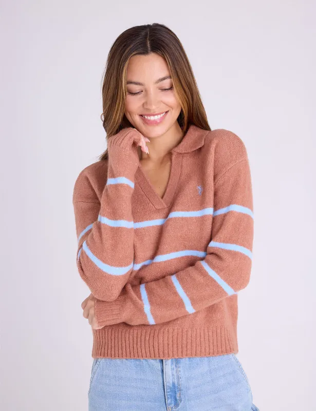 JOHNNY COLLAR THIN STRIPE SWEATER sold by U.S. Polo Assn.