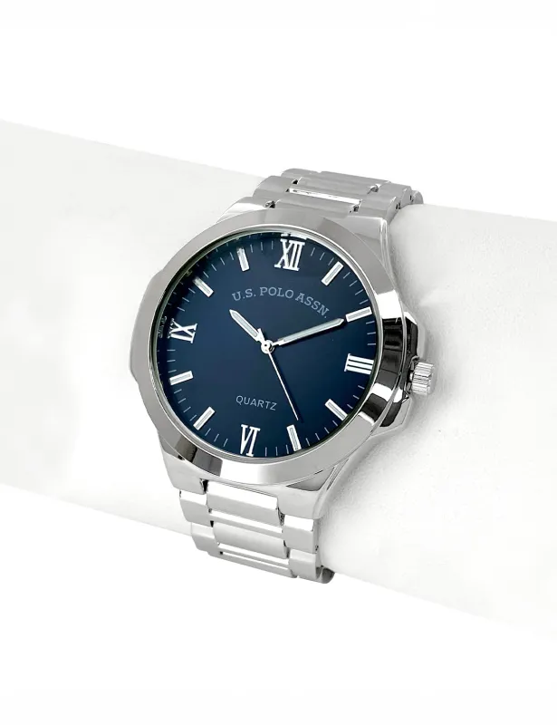 MENS SILVER LINK WATCH WITH BLUE FACE sold by U.S. Polo Assn.
