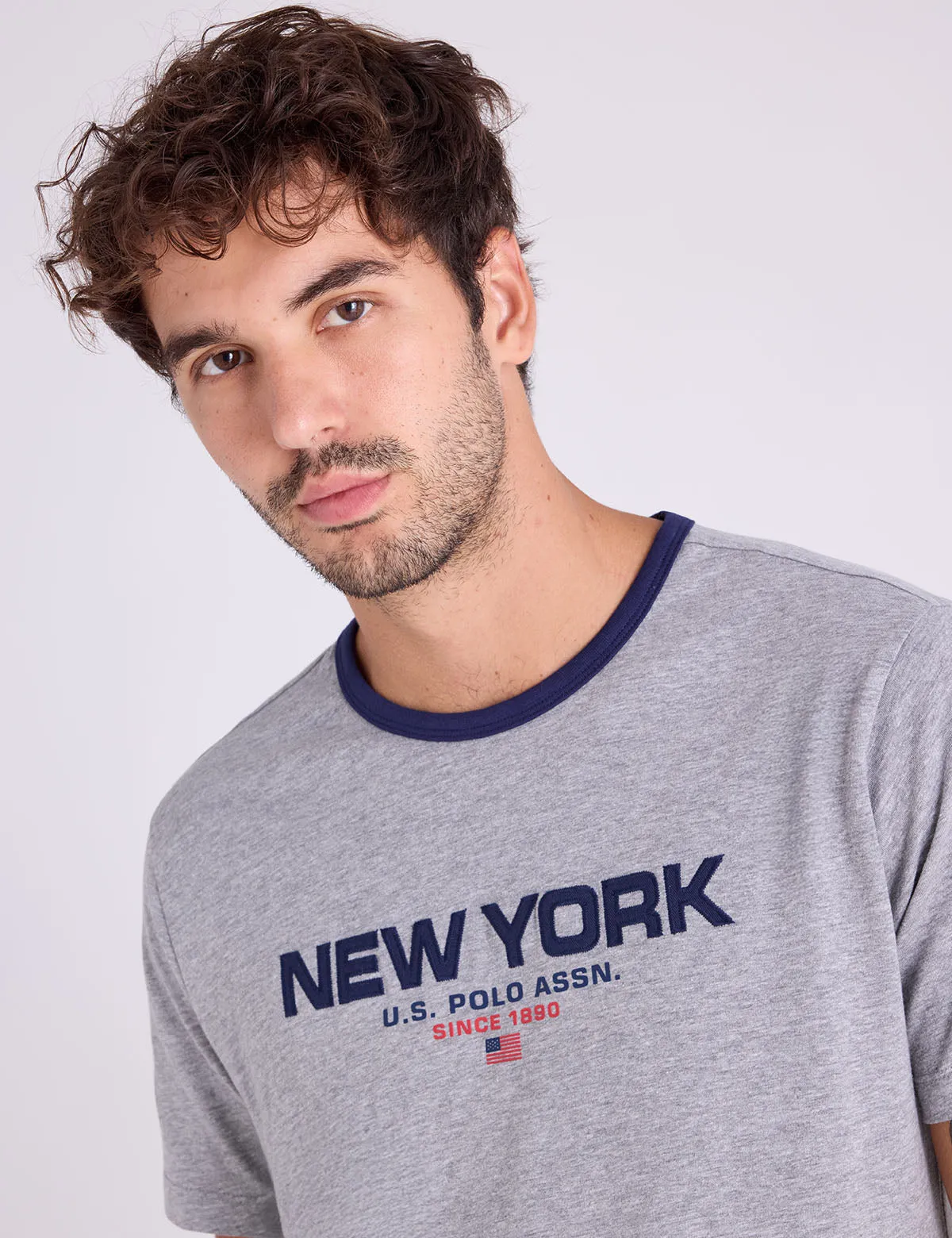 NYC TWILL APPLIQUE JERSEY RINGER T-SHIRT sold by U.S. Polo Assn.