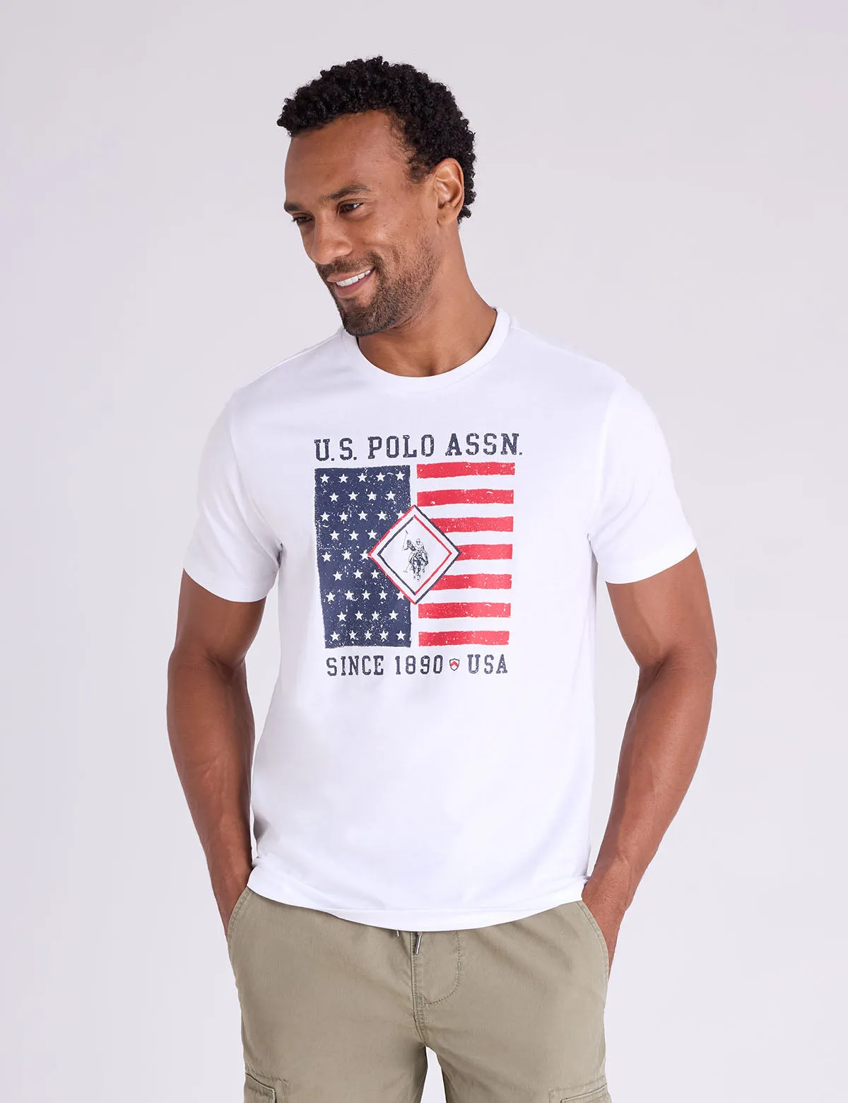 AMERICANA FLAG GRAPHIC PRINT JERSEY T-SHIRT sold by U.S. Polo Assn.