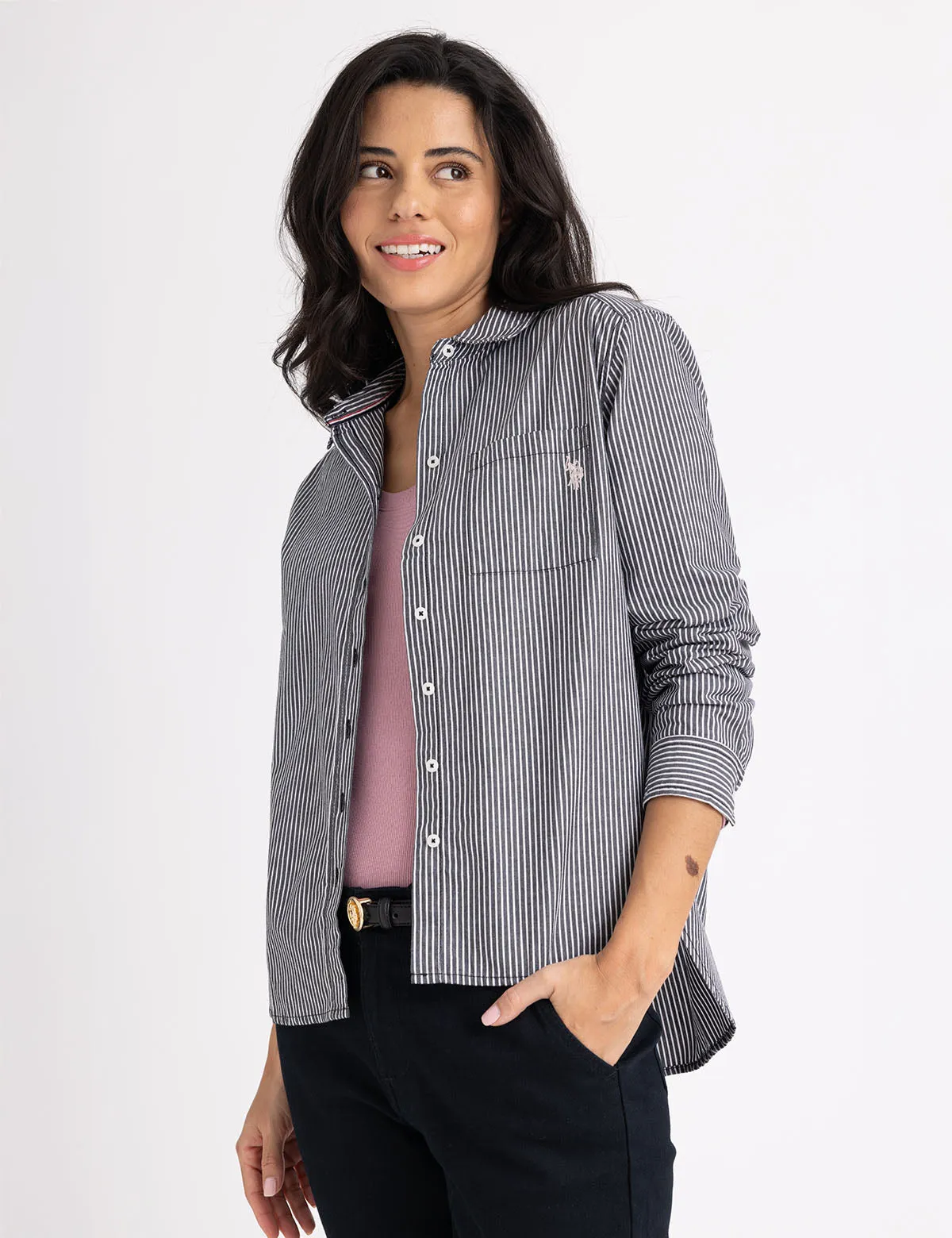 LONG SLEEVE RELAXED STRIPE POPLIN SHIRT sold by U.S. Polo Assn. product image thumbnail 3