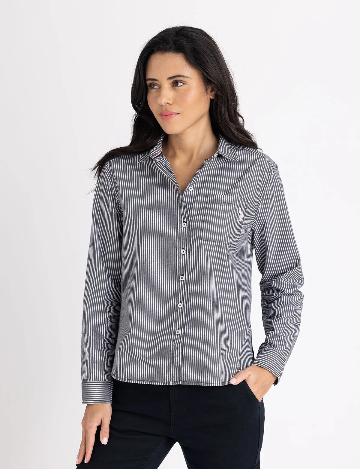 LONG SLEEVE RELAXED STRIPE POPLIN SHIRT sold by U.S. Polo Assn. product image thumbnail 4