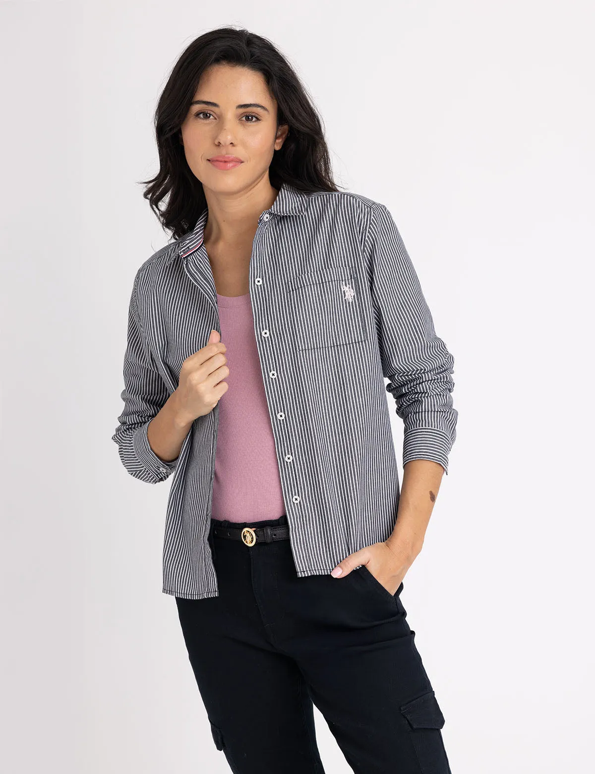 LONG SLEEVE RELAXED STRIPE POPLIN SHIRT sold by U.S. Polo Assn.