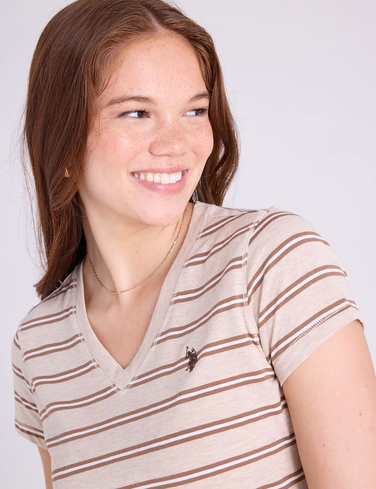 TONAL STRIPE V-NECK T-SHIRT sold by U.S. Polo Assn.