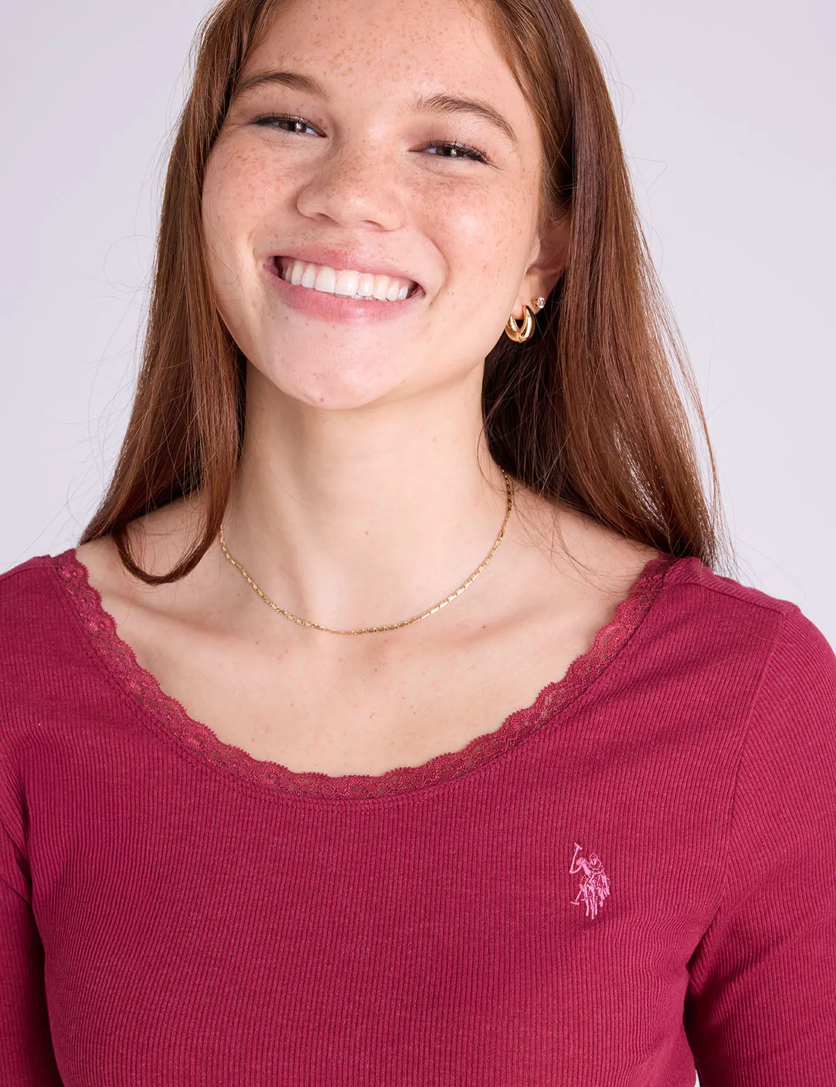 LACE TRIM SCOOP NECK RIB TOP sold by U.S. Polo Assn. product image thumbnail 4