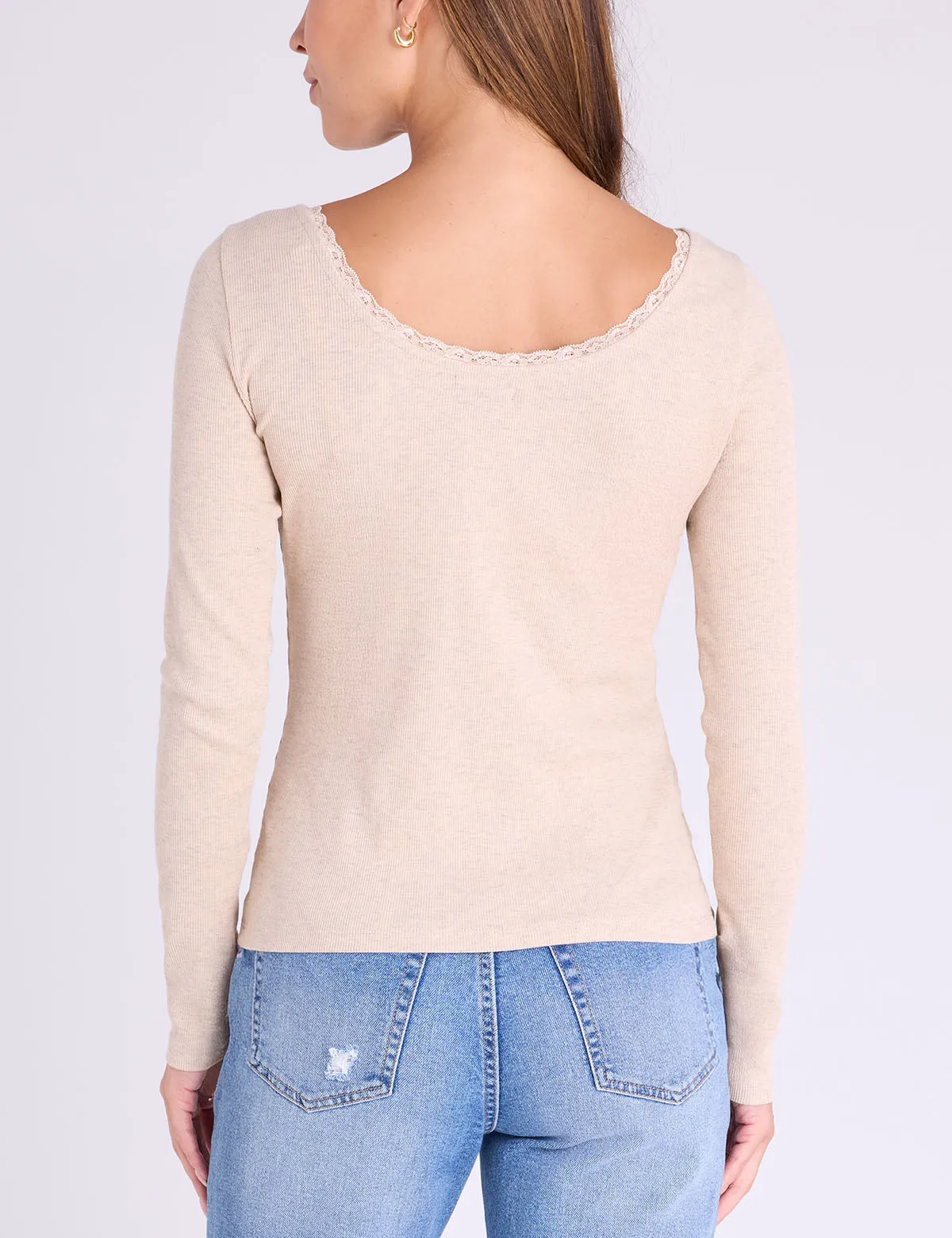 LACE TRIM SCOOP NECK RIB TOP sold by U.S. Polo Assn. product image thumbnail 3