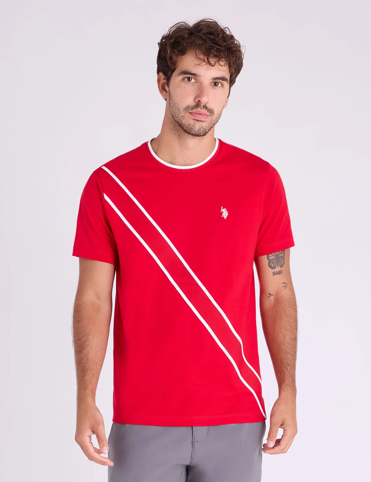DIAGONAL TRICOT TAPE SASH JERSEY T-SHIRT sold by U.S. Polo Assn.