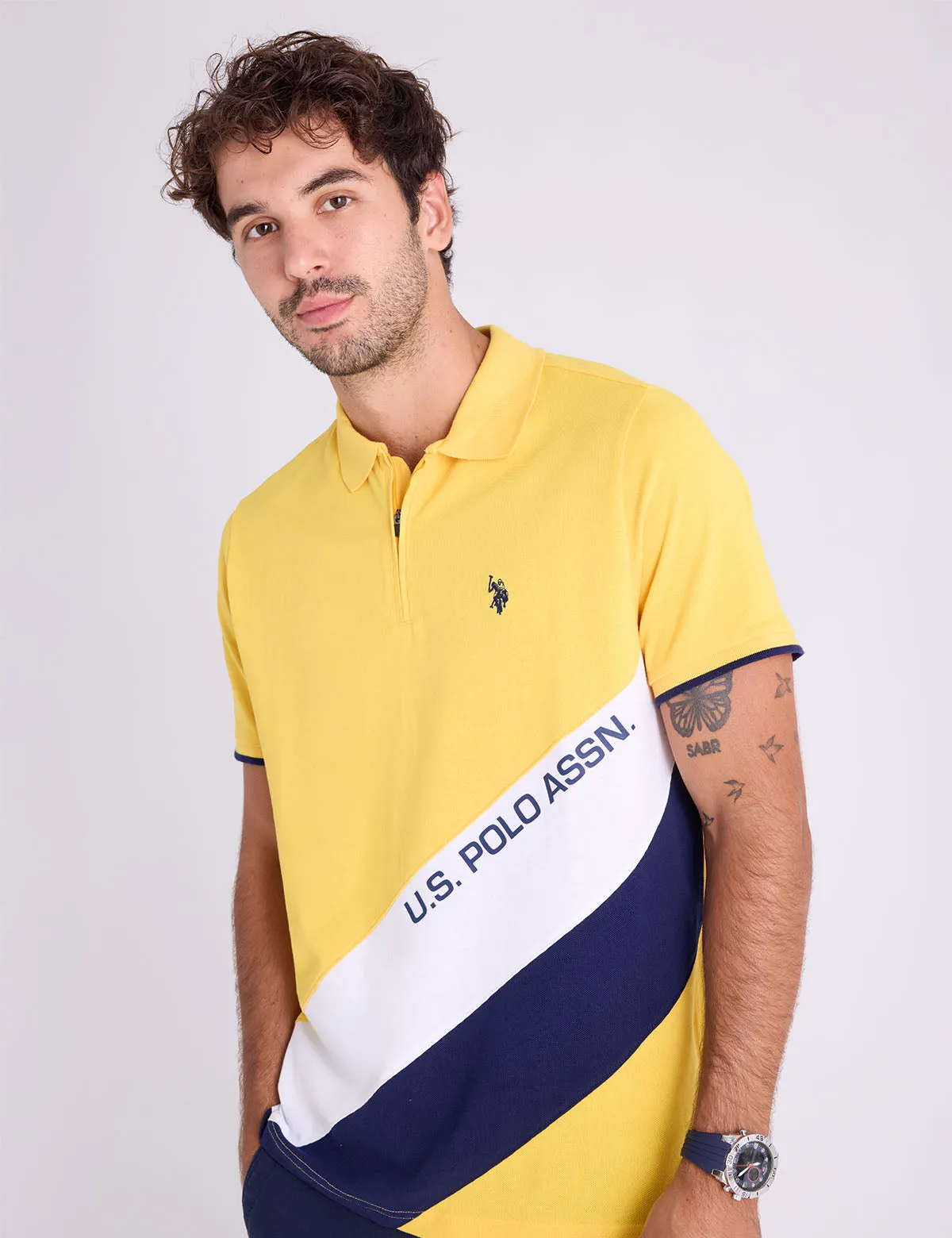 PIQUE COLOR BLOCK ZIPPER POLO SHIRT sold by U.S. Polo Assn. product image thumbnail 5