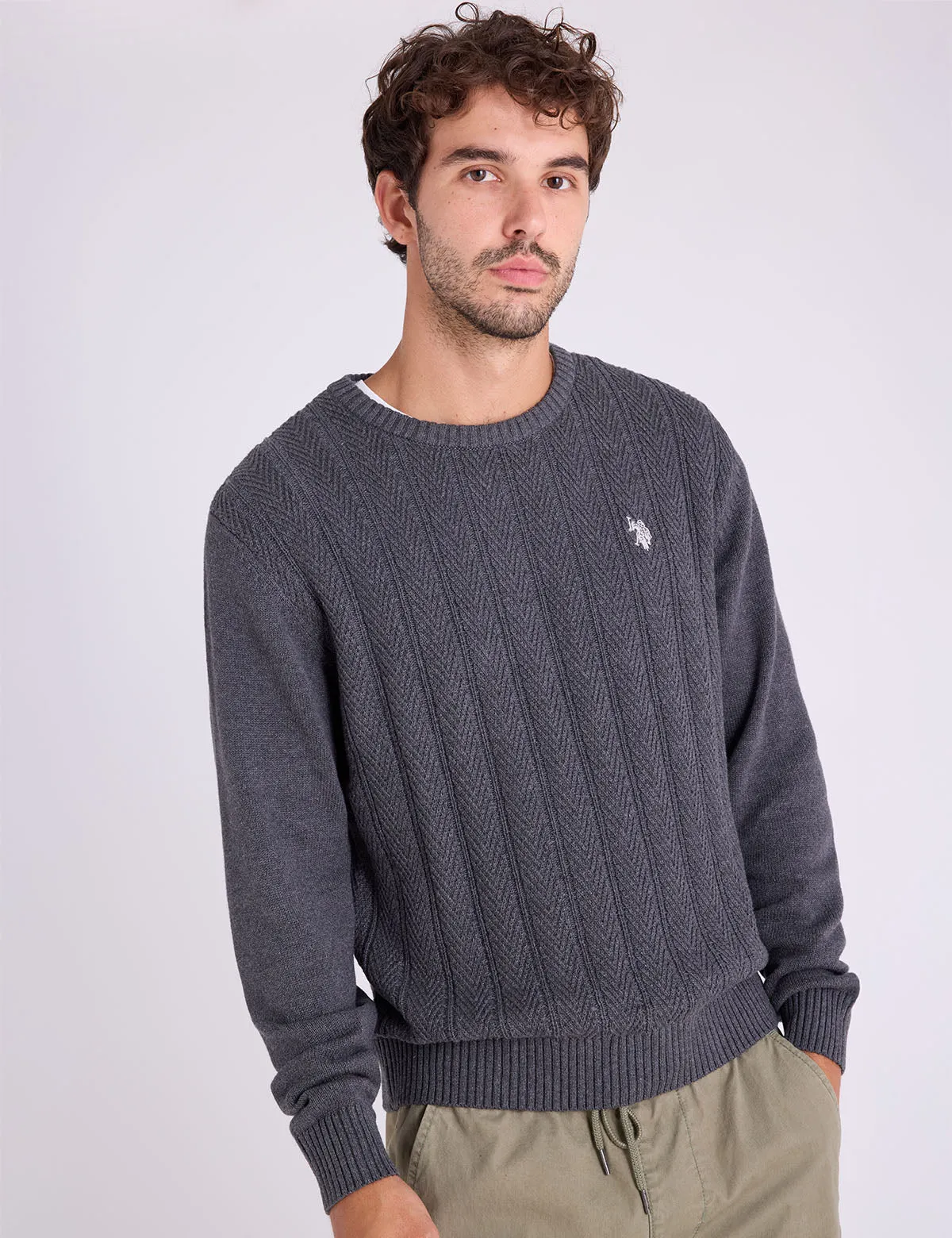 VERTICAL TEXTURED CREW NECK SWEATER sold by U.S. Polo Assn. product image thumbnail 5