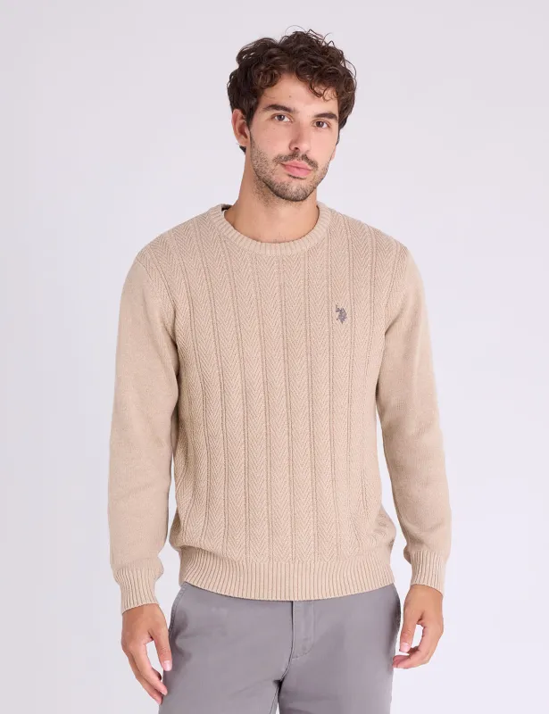 VERTICAL TEXTURED CREW NECK SWEATER sold by U.S. Polo Assn.