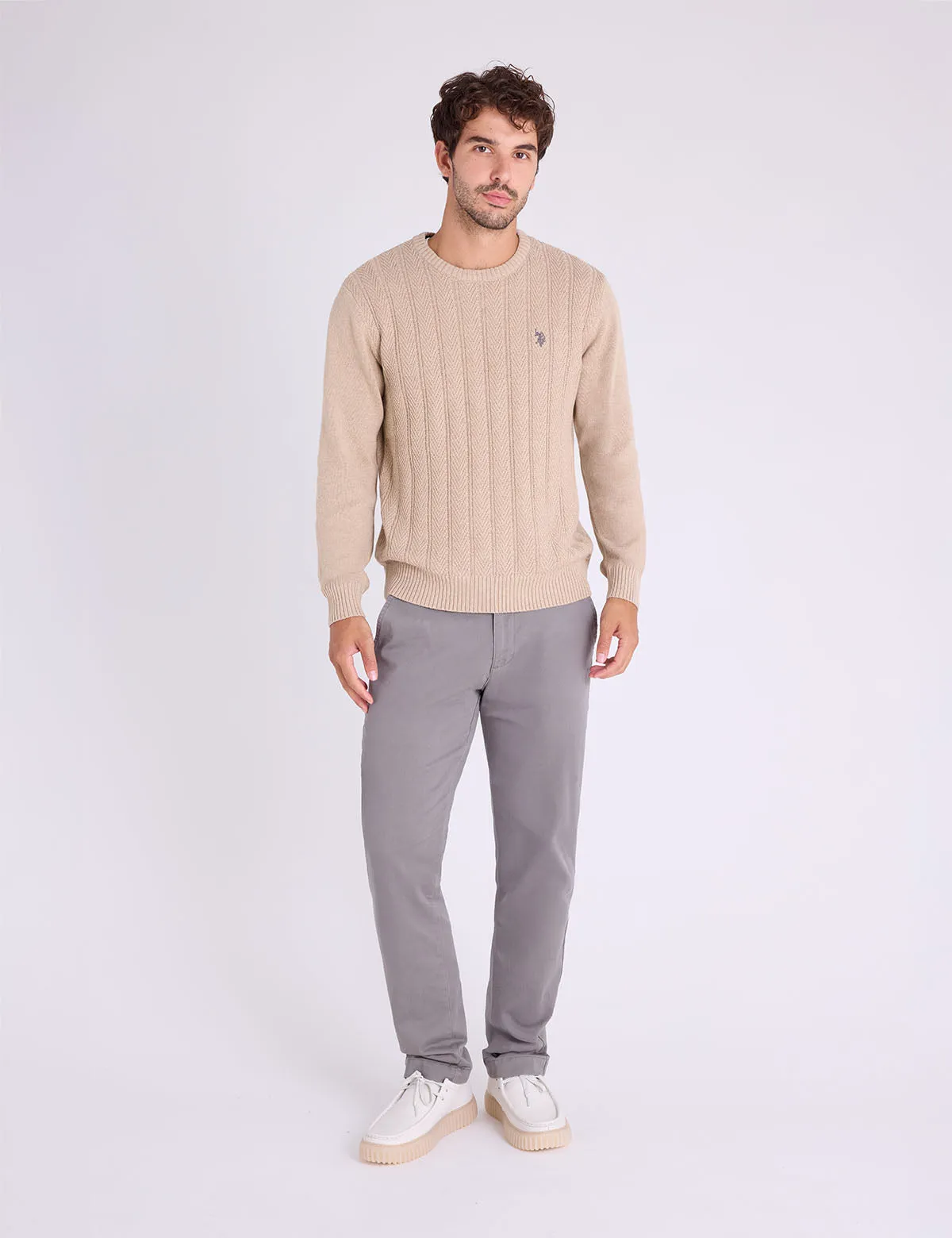VERTICAL TEXTURED CREW NECK SWEATER sold by U.S. Polo Assn. product image thumbnail 2