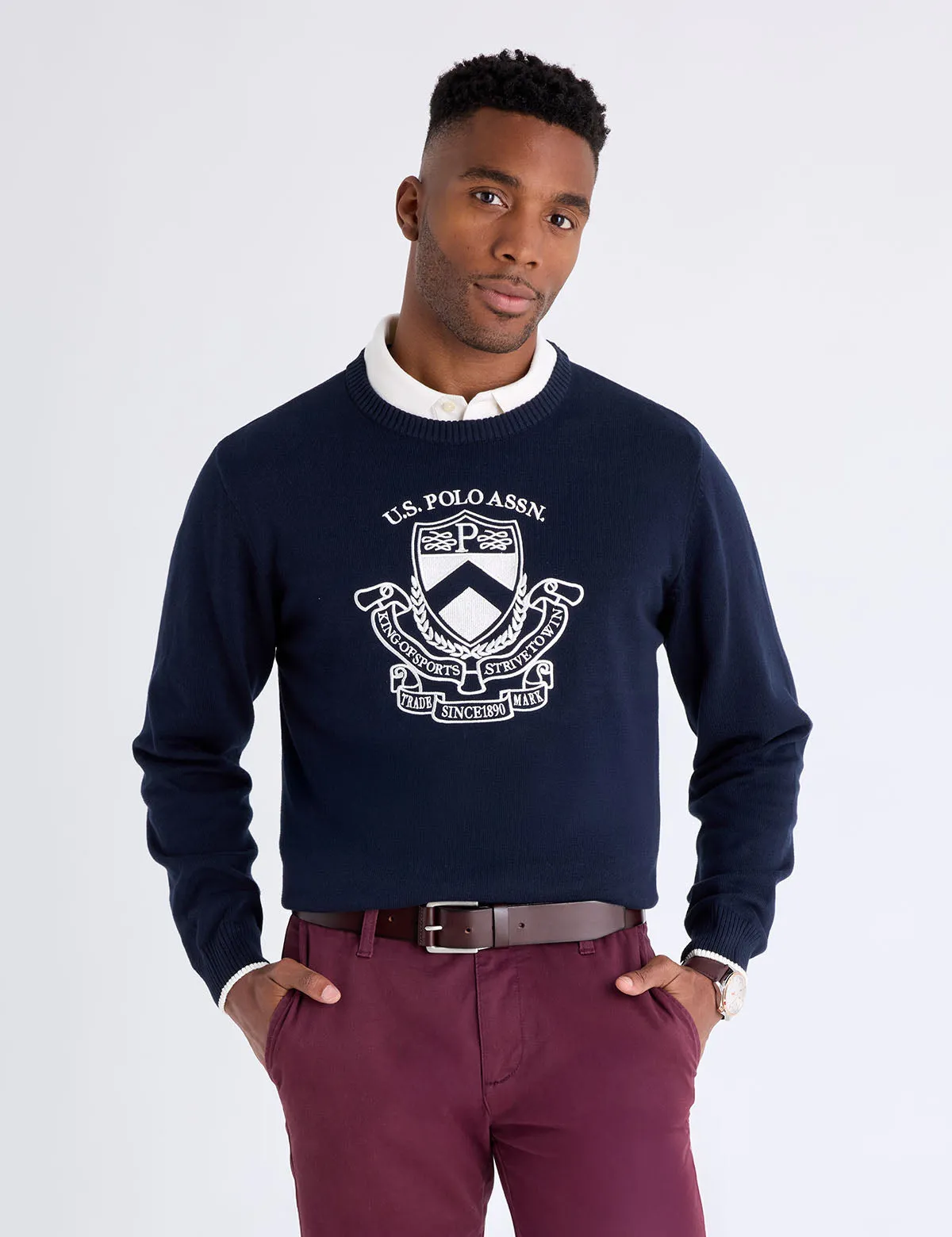 EMBROIDERED CREST CREW NECK SWEATER sold by U.S. Polo Assn. product image thumbnail 4
