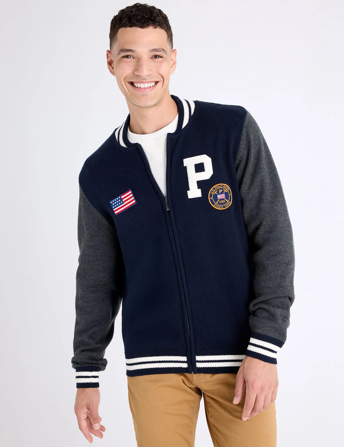 FULL ZIP PATCH VARSITY SWEATER sold by U.S. Polo Assn. product image thumbnail 2