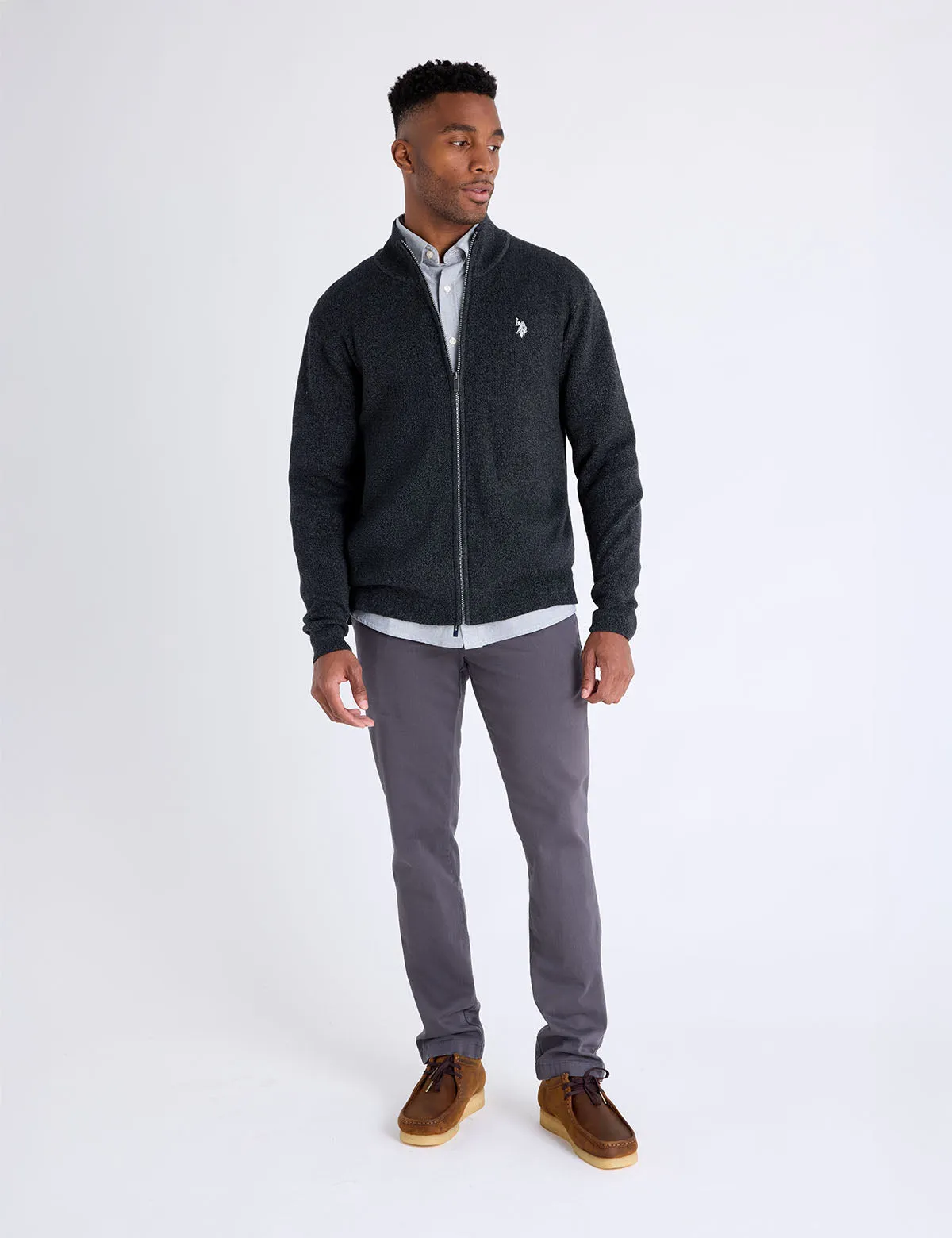 COTTON MARL FULL ZIP SWEATER sold by U.S. Polo Assn. product image thumbnail 4