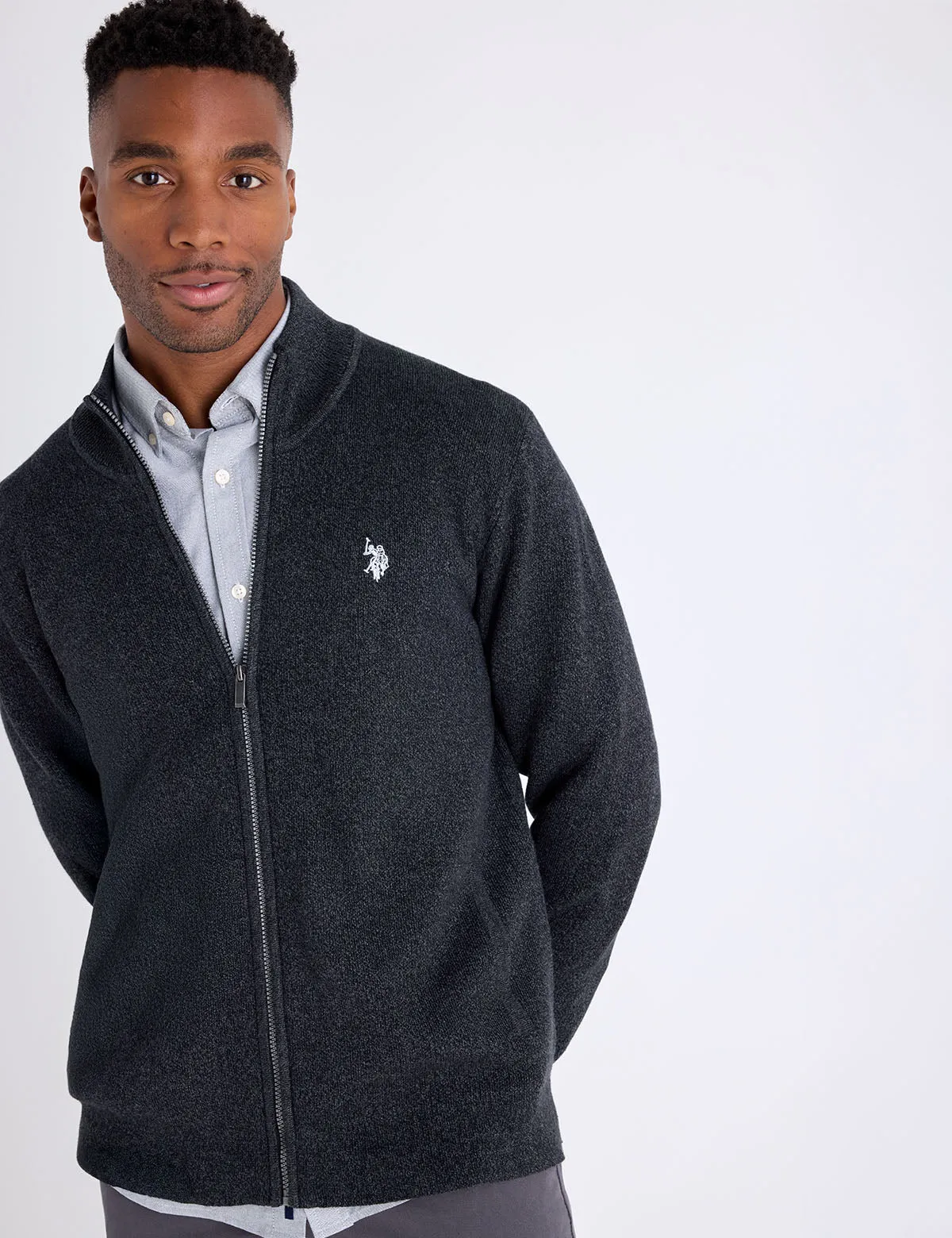 COTTON MARL FULL ZIP SWEATER sold by U.S. Polo Assn. product image thumbnail 5