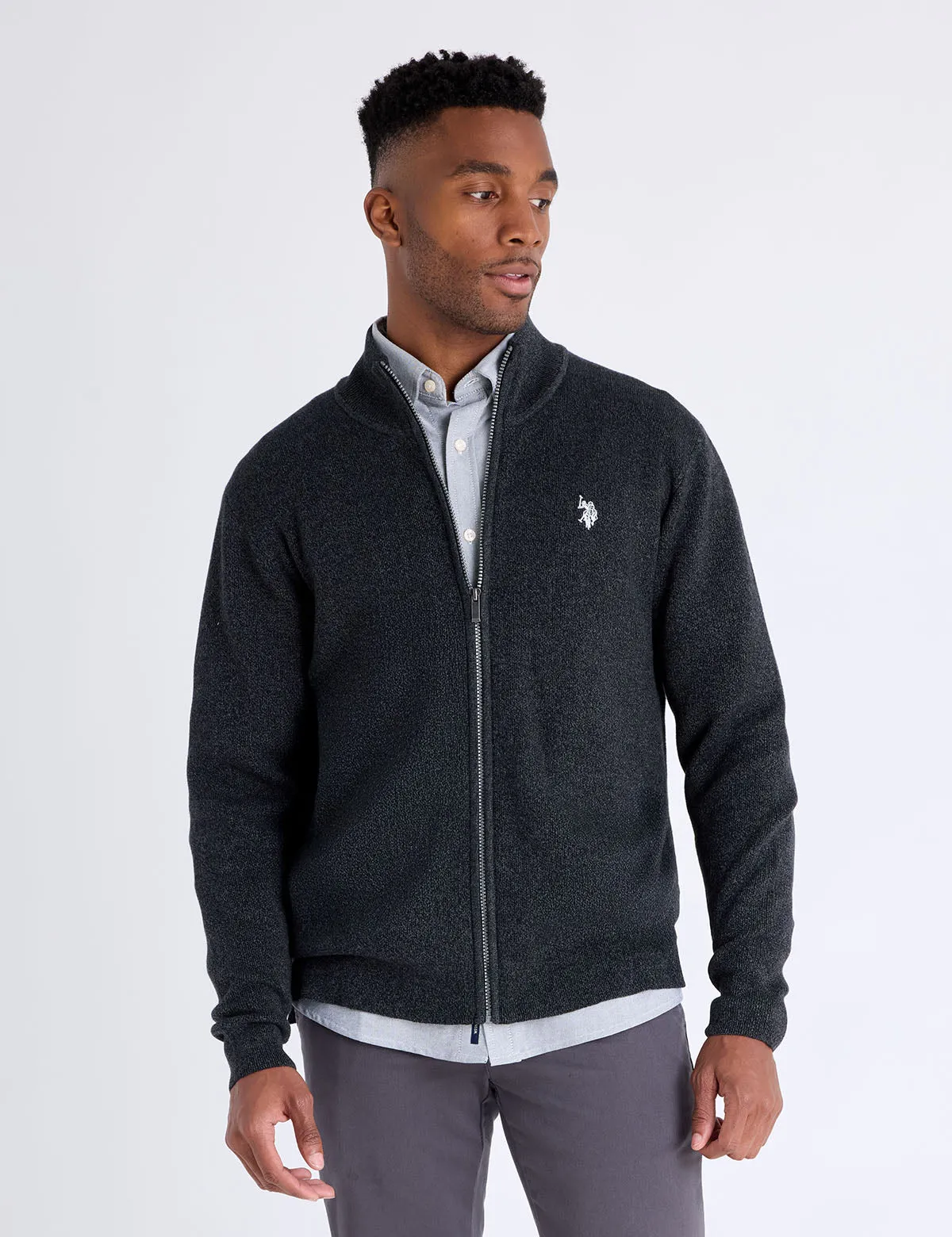 COTTON MARL FULL ZIP SWEATER sold by U.S. Polo Assn. product image thumbnail 2