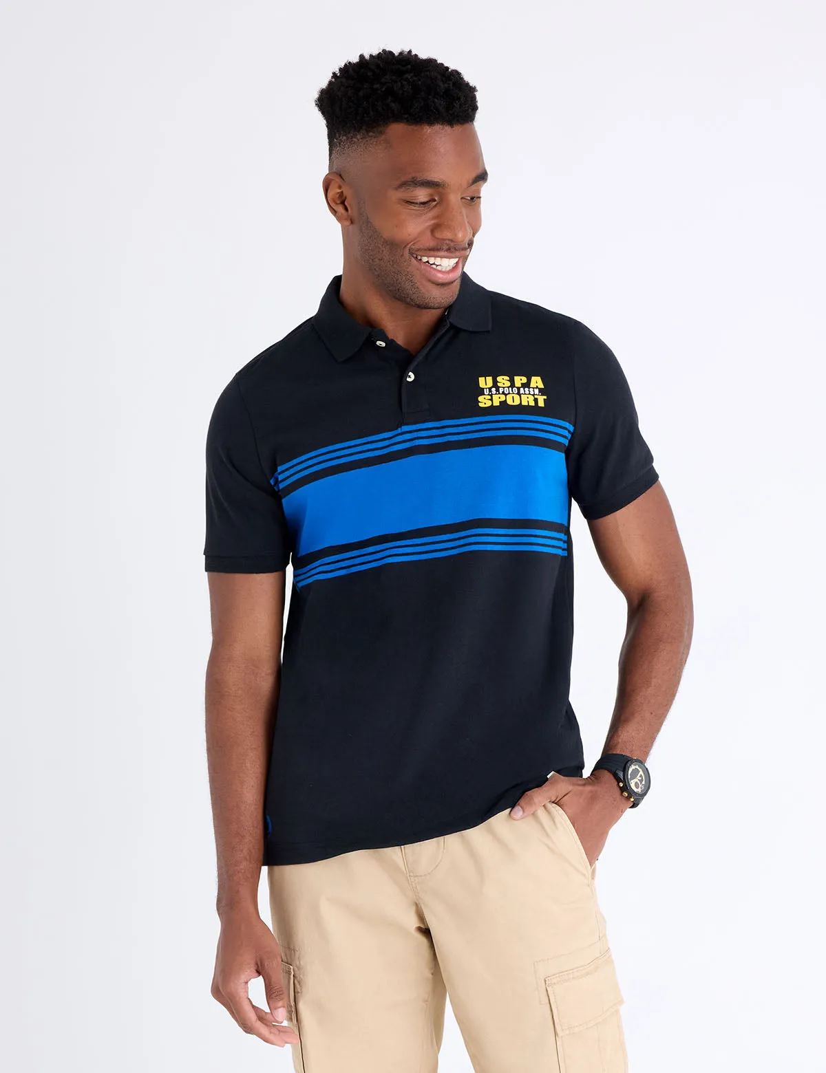 USPA SPORT ENGINEERED STRIPE POLO SHIRT sold by U.S. Polo Assn.