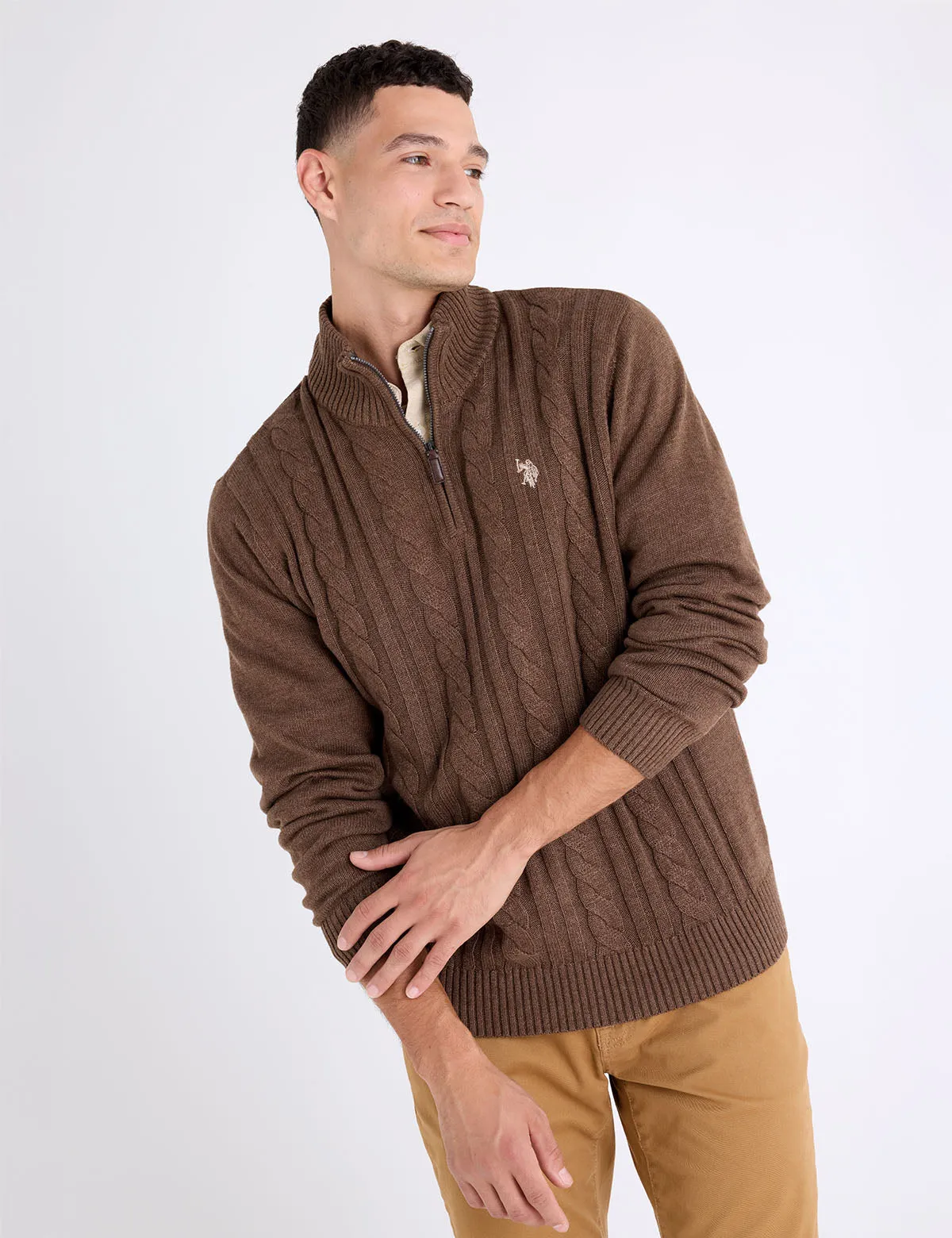 1/4 ZIP COTTON CABLE SWEATER sold by U.S. Polo Assn. product image thumbnail 4