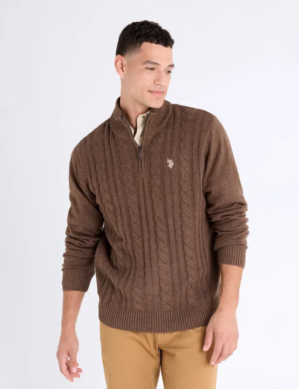 1/4 ZIP COTTON CABLE SWEATER sold by U.S. Polo Assn.