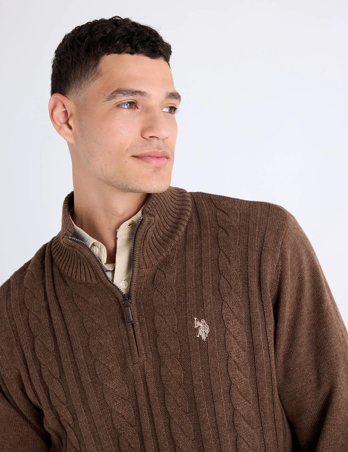 1/4 ZIP COTTON CABLE SWEATER sold by U.S. Polo Assn. product image thumbnail 2