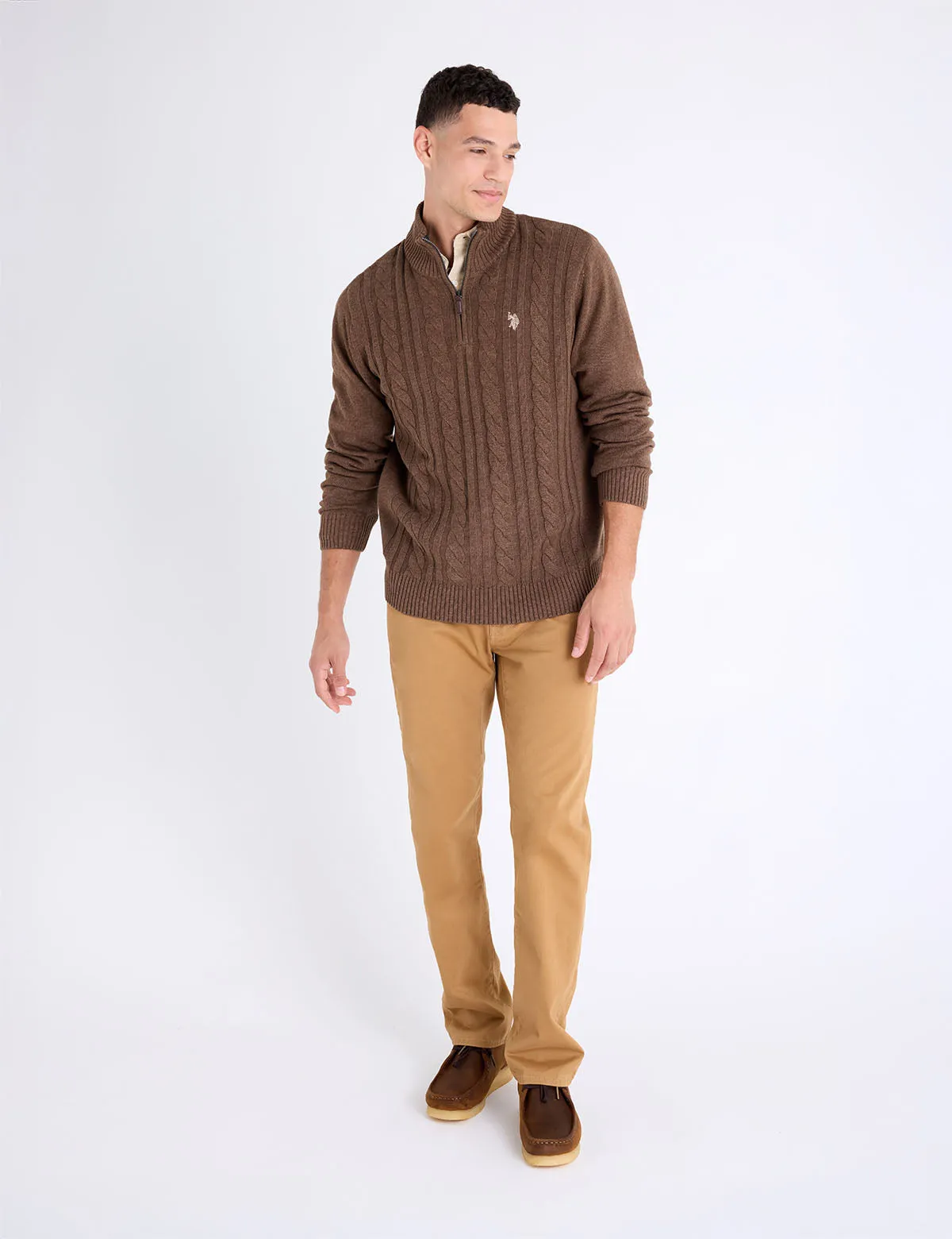 1/4 ZIP COTTON CABLE SWEATER sold by U.S. Polo Assn. product image thumbnail 3