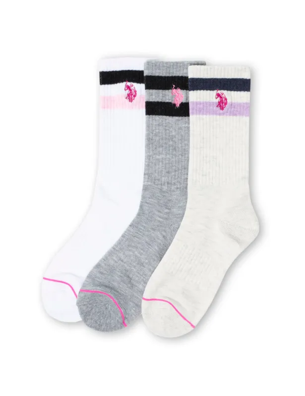 LADIES 3PK STRIPE ASSORTED CREW SOCKS sold by U.S. Polo Assn.