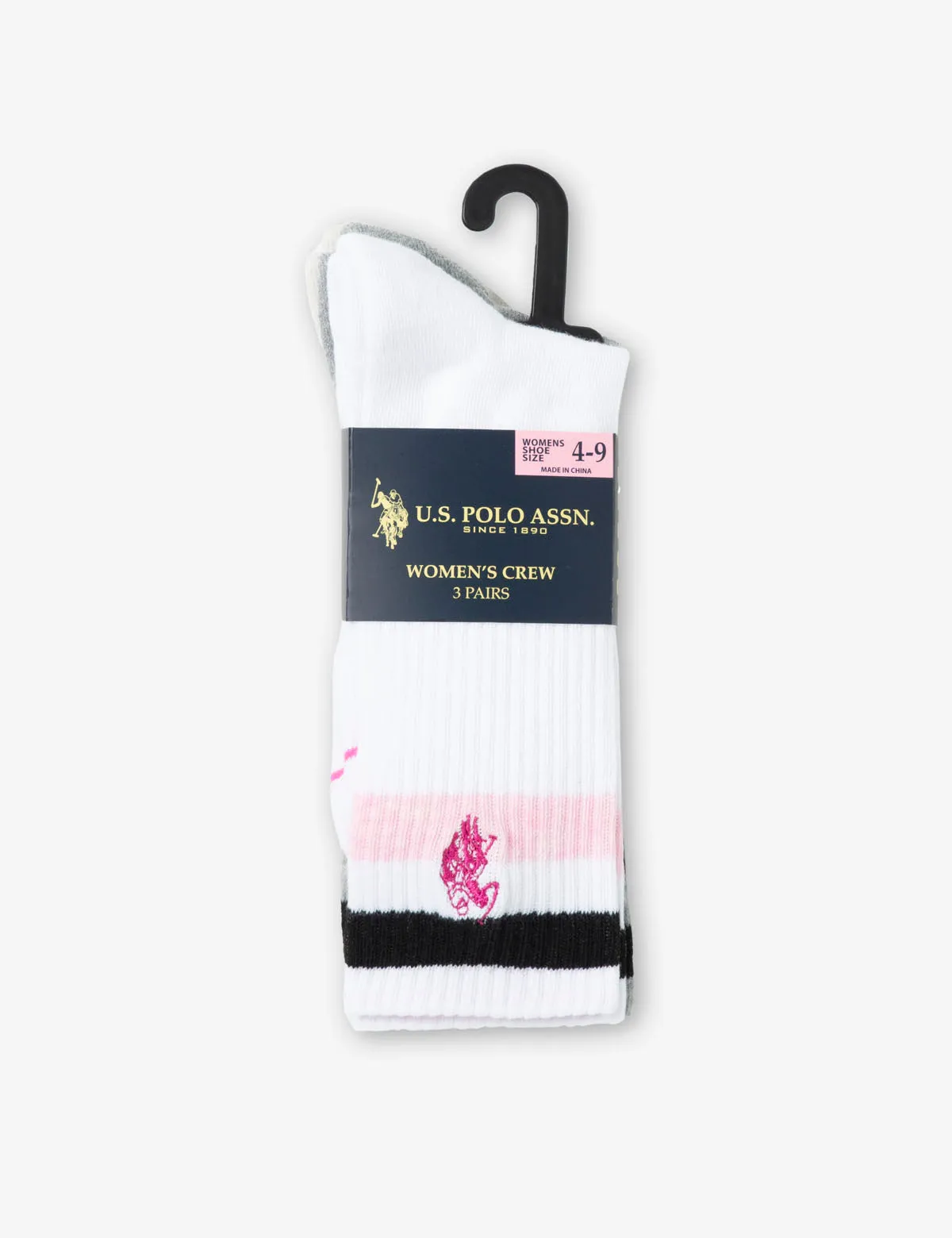 LADIES 3PK STRIPE ASSORTED CREW SOCKS sold by U.S. Polo Assn. product image thumbnail 2