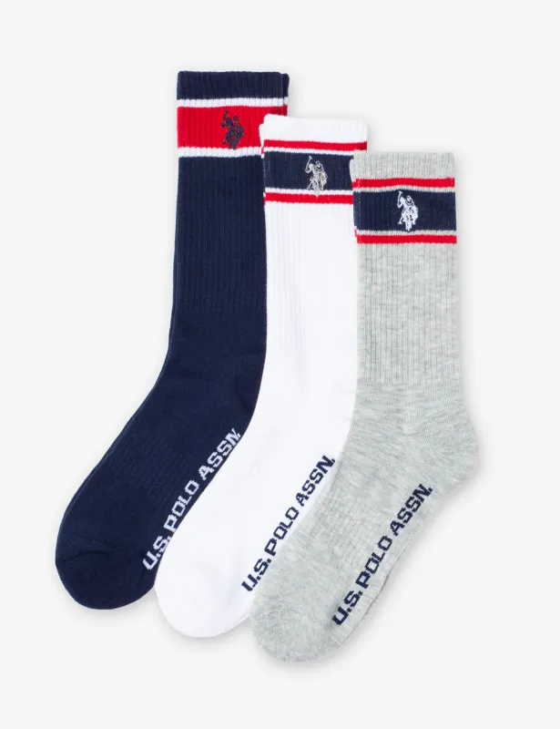MENS 3PK SIGNATURE STRIPE ASSORTED CREW SOCKS sold by U.S. Polo Assn.