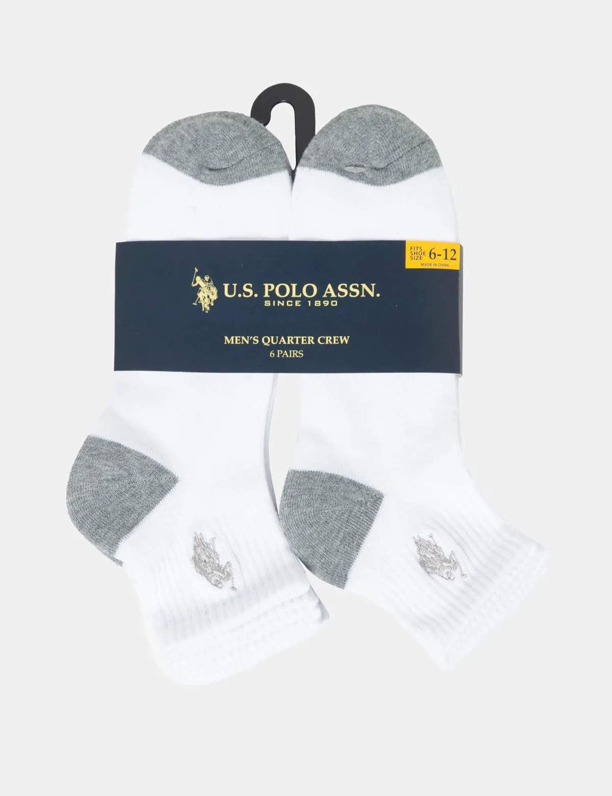 MENS 6PK WHITE QUARTER CREW SOCKS sold by U.S. Polo Assn. product image thumbnail 2