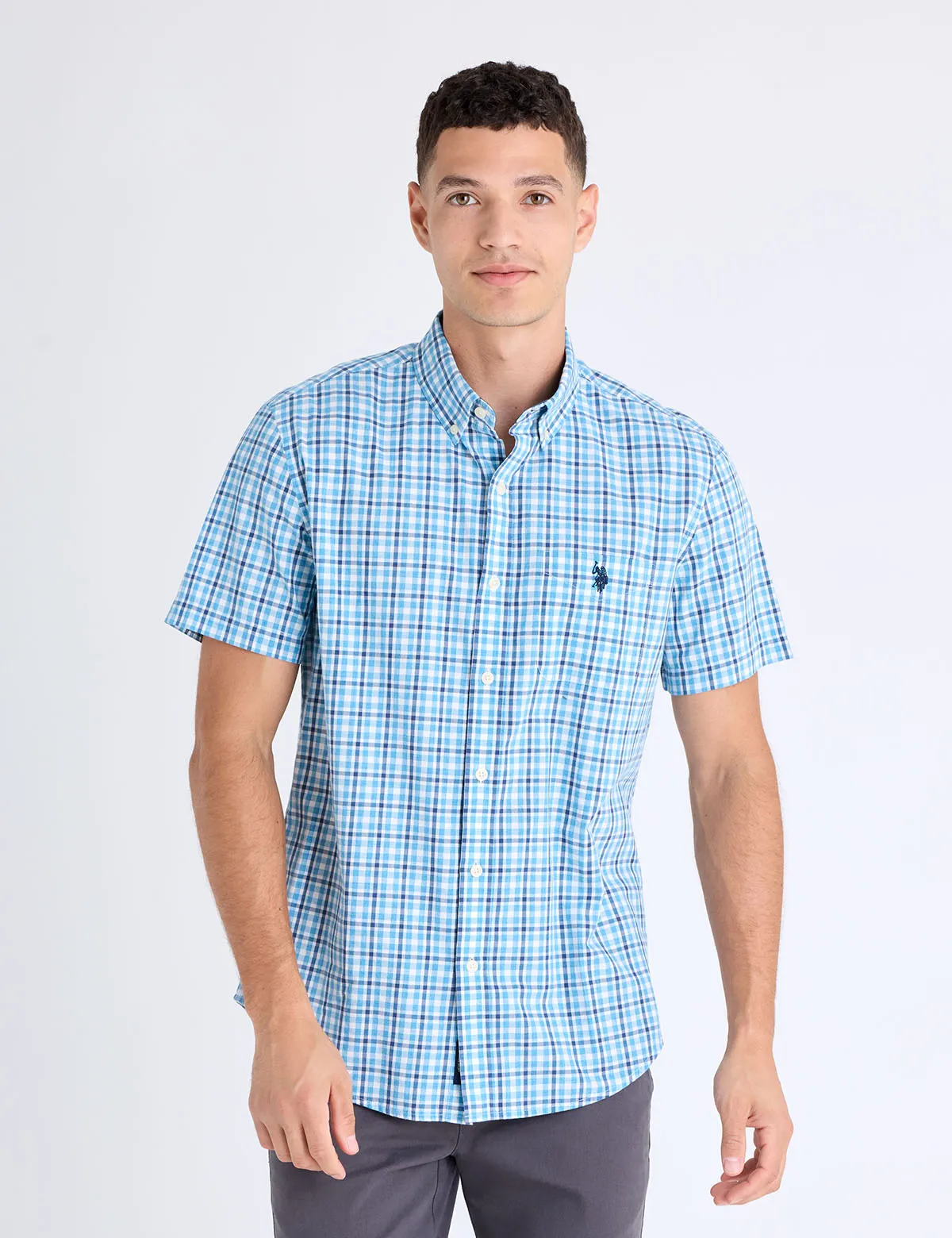 SHORT SLEEVE BOX PLAID MADRAS SHIRT sold by U.S. Polo Assn.