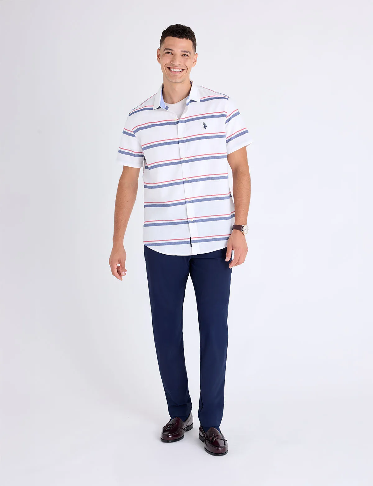 SHORT SLEEVE ENGINEERED STRIPE OXFORD SHIRT sold by U.S. Polo Assn. product image thumbnail 2