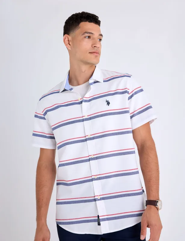 SHORT SLEEVE ENGINEERED STRIPE OXFORD SHIRT sold by U.S. Polo Assn.