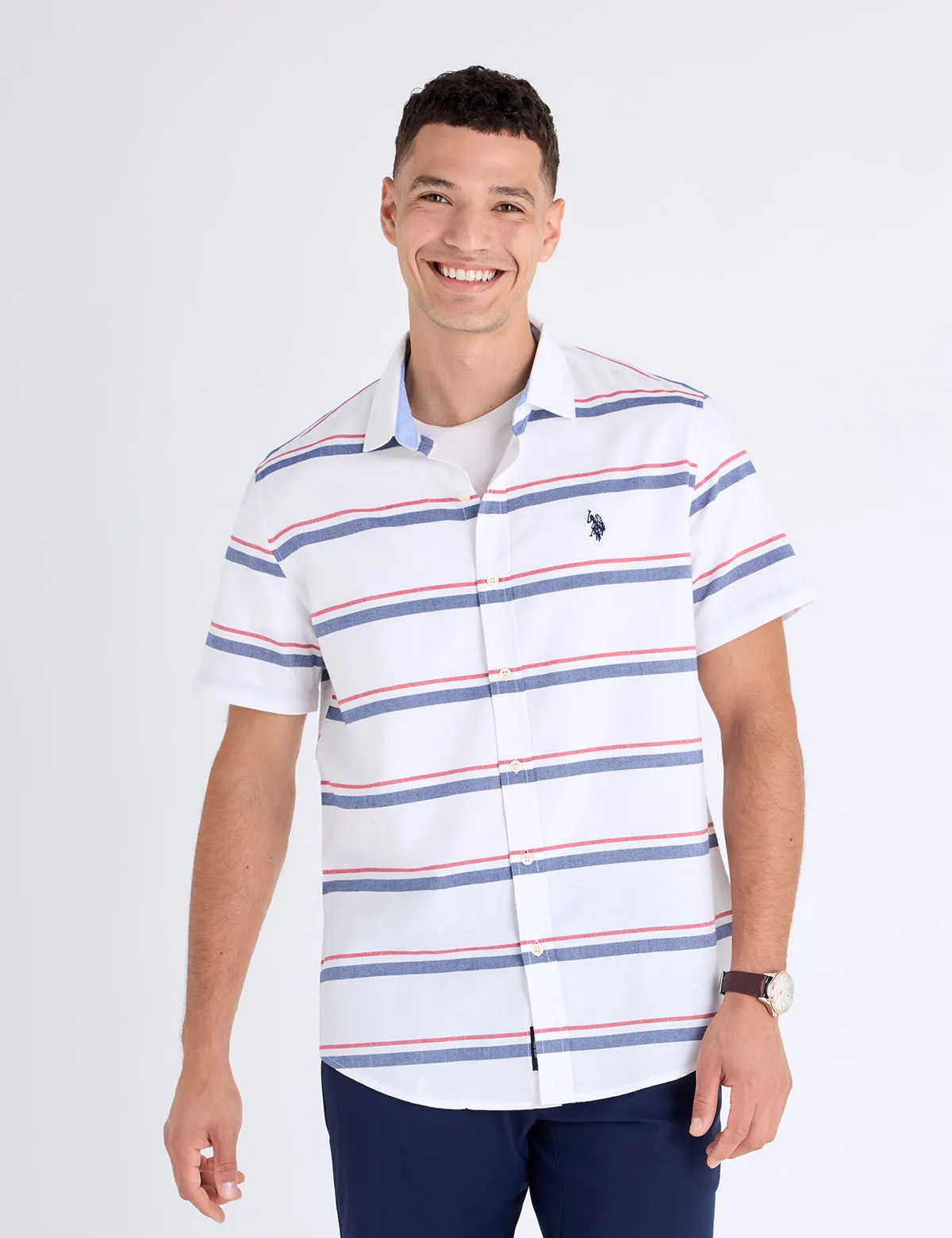 SHORT SLEEVE ENGINEERED STRIPE OXFORD SHIRT sold by U.S. Polo Assn. product image thumbnail 3
