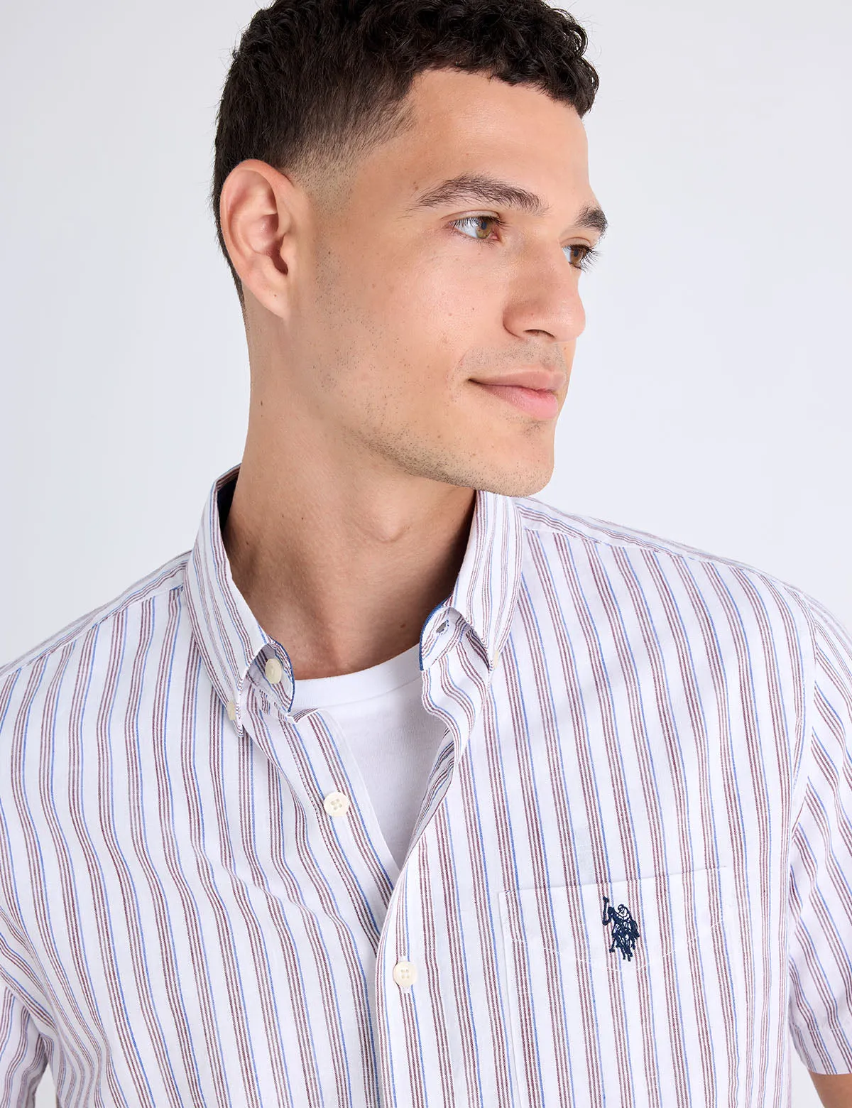 SHORT SLEEVE VERTICAL STRIPE SLUB POPLIN SHIRT sold by U.S. Polo Assn. product image thumbnail 2