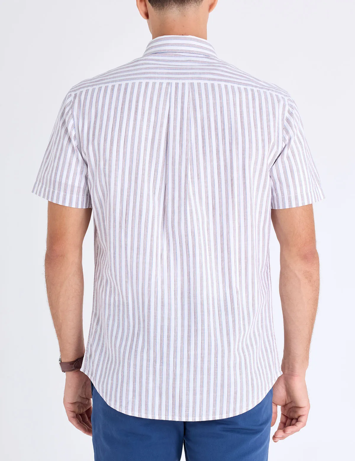 SHORT SLEEVE VERTICAL STRIPE SLUB POPLIN SHIRT sold by U.S. Polo Assn. product image thumbnail 4