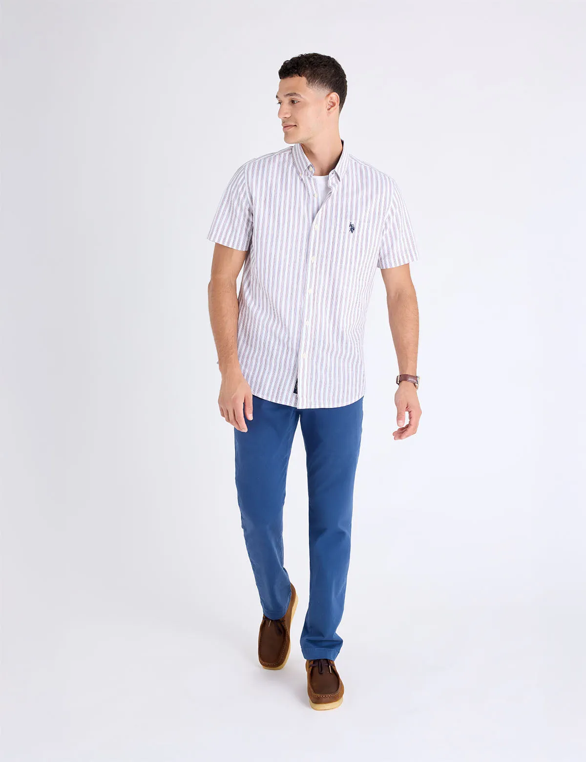 SHORT SLEEVE VERTICAL STRIPE SLUB POPLIN SHIRT sold by U.S. Polo Assn. product image thumbnail 3