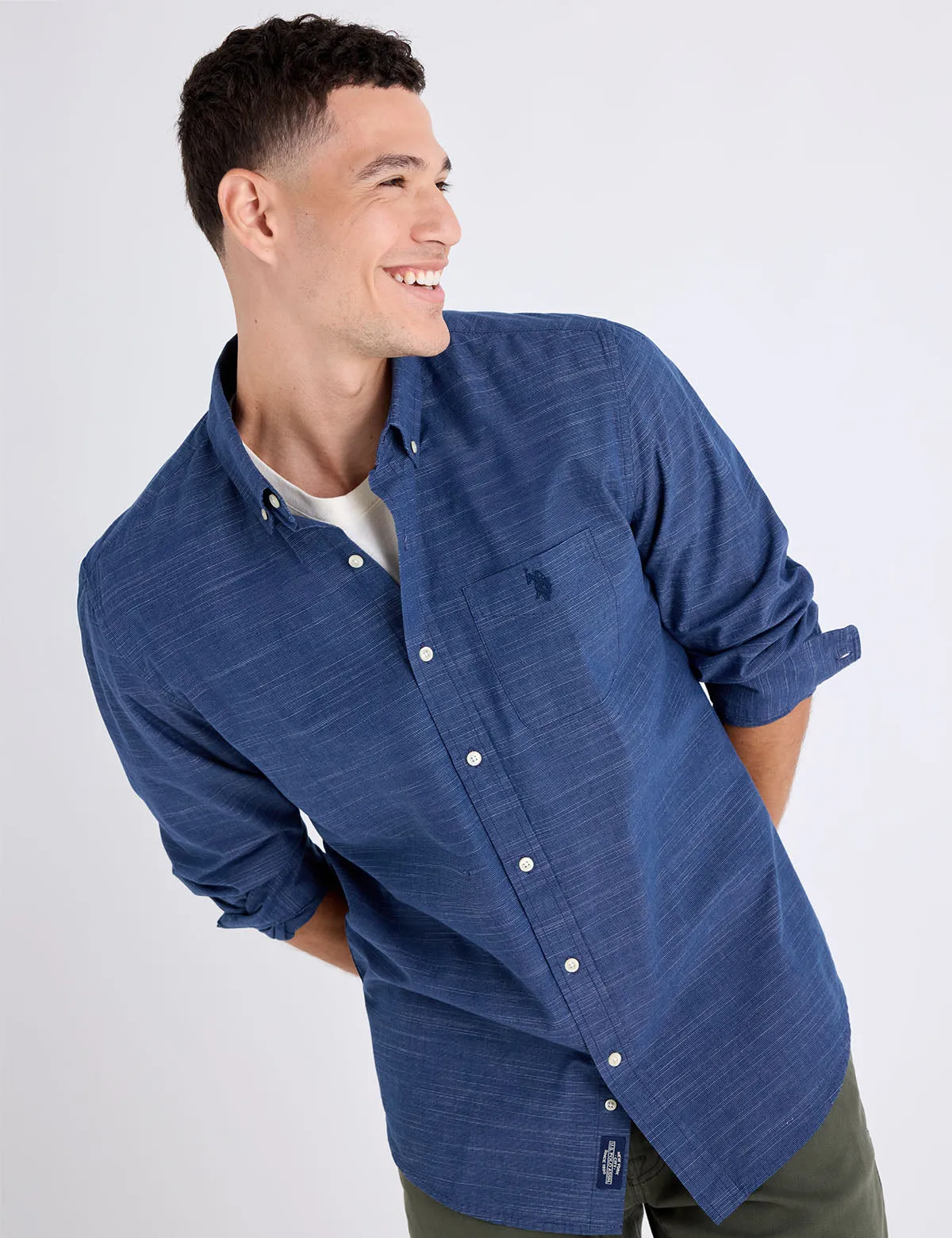 LONG SLEEVE HORIZONTAL TEXTURE STRIPE SHIRT sold by U.S. Polo Assn.