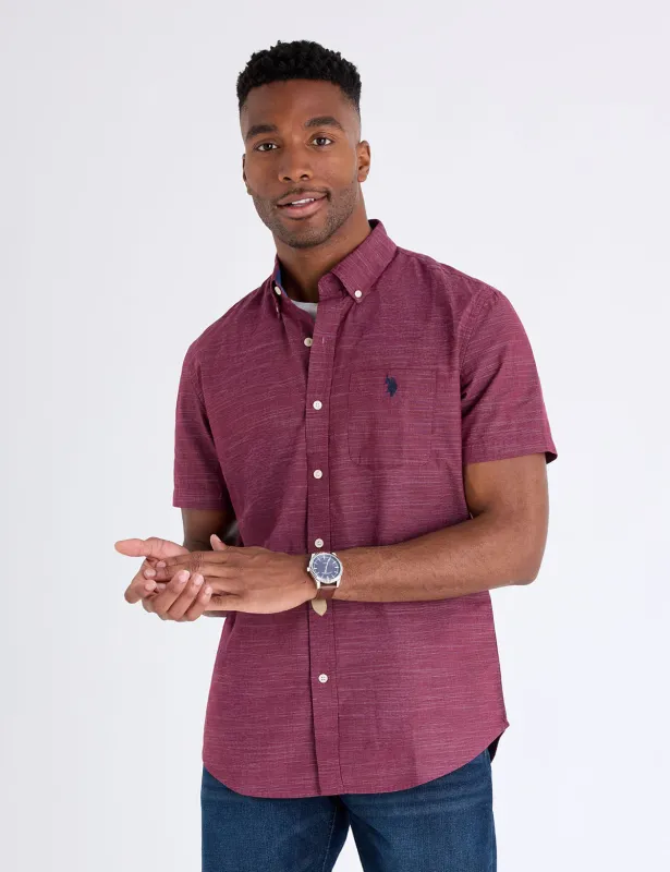 SHORT SLEEVE HORIZONTAL TEXTURE STRIPE SHIRT sold by U.S. Polo Assn.