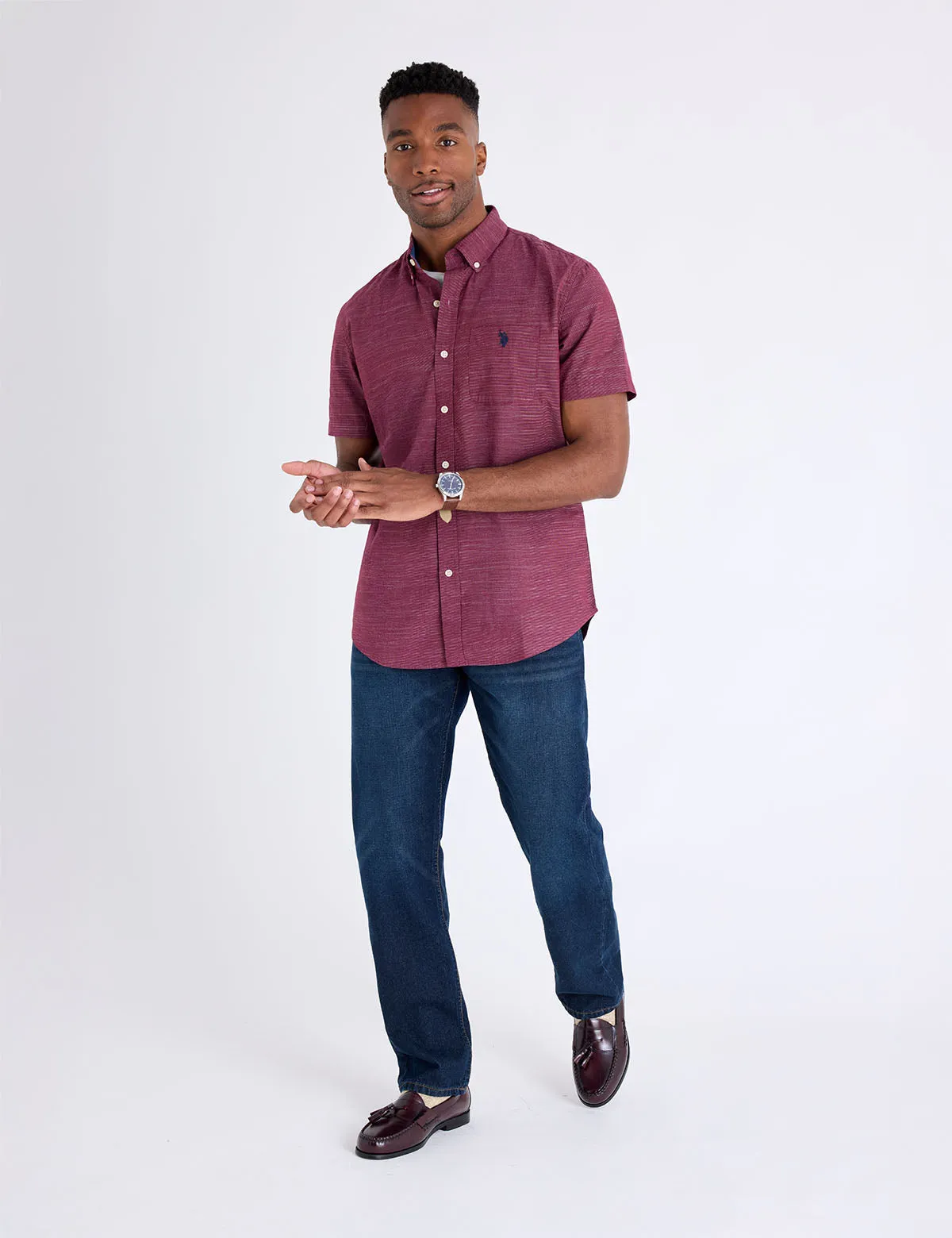 SHORT SLEEVE HORIZONTAL TEXTURE STRIPE SHIRT sold by U.S. Polo Assn. product image thumbnail 3