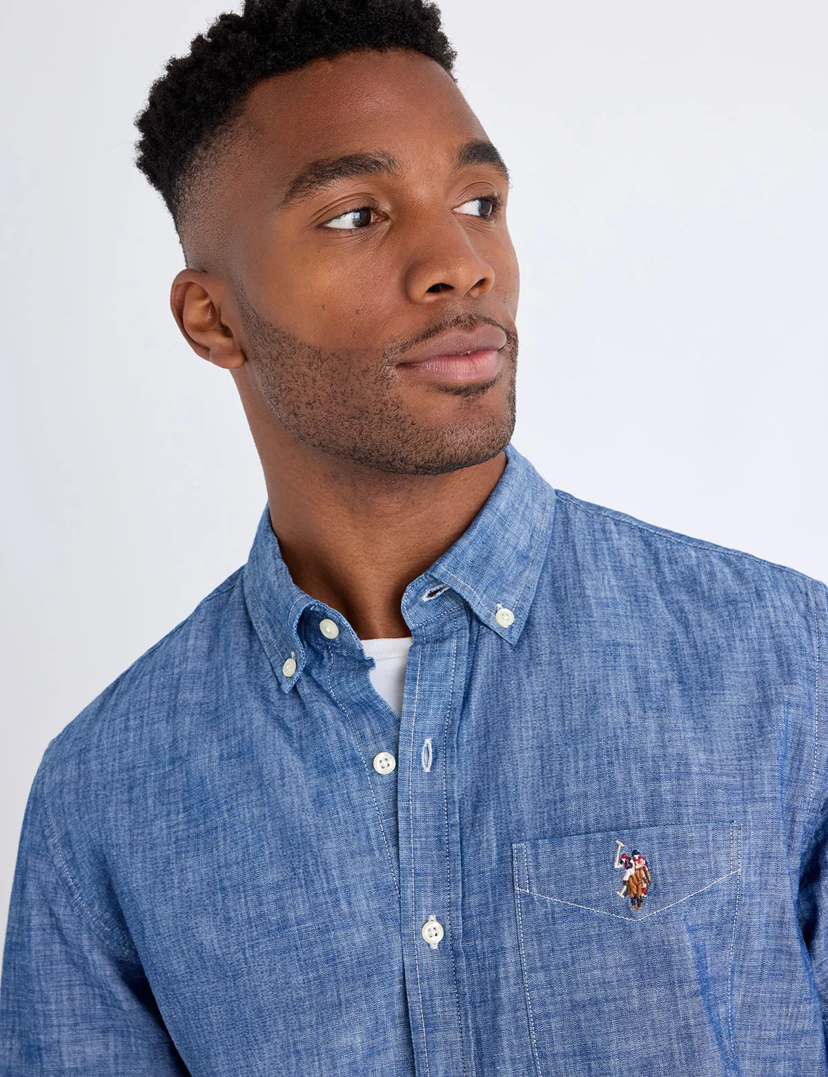 SHORT SLEEVE INDIGO CHAMBRAY SHIRT WITH POCKET sold by U.S. Polo Assn. product image thumbnail 2