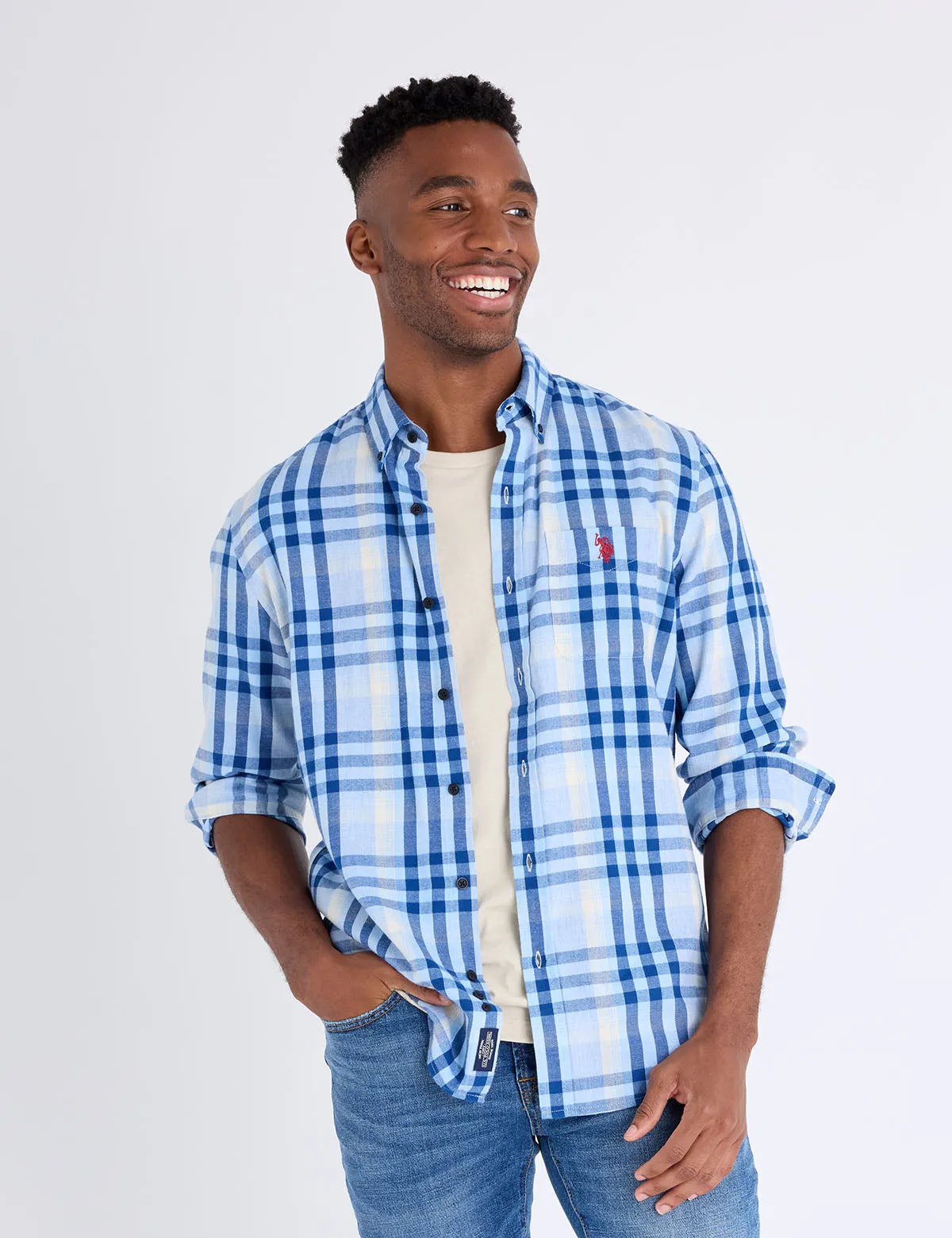 LONG SLEEVE LARGE PLAID PEACHED TWILL SHIRT sold by U.S. Polo Assn.