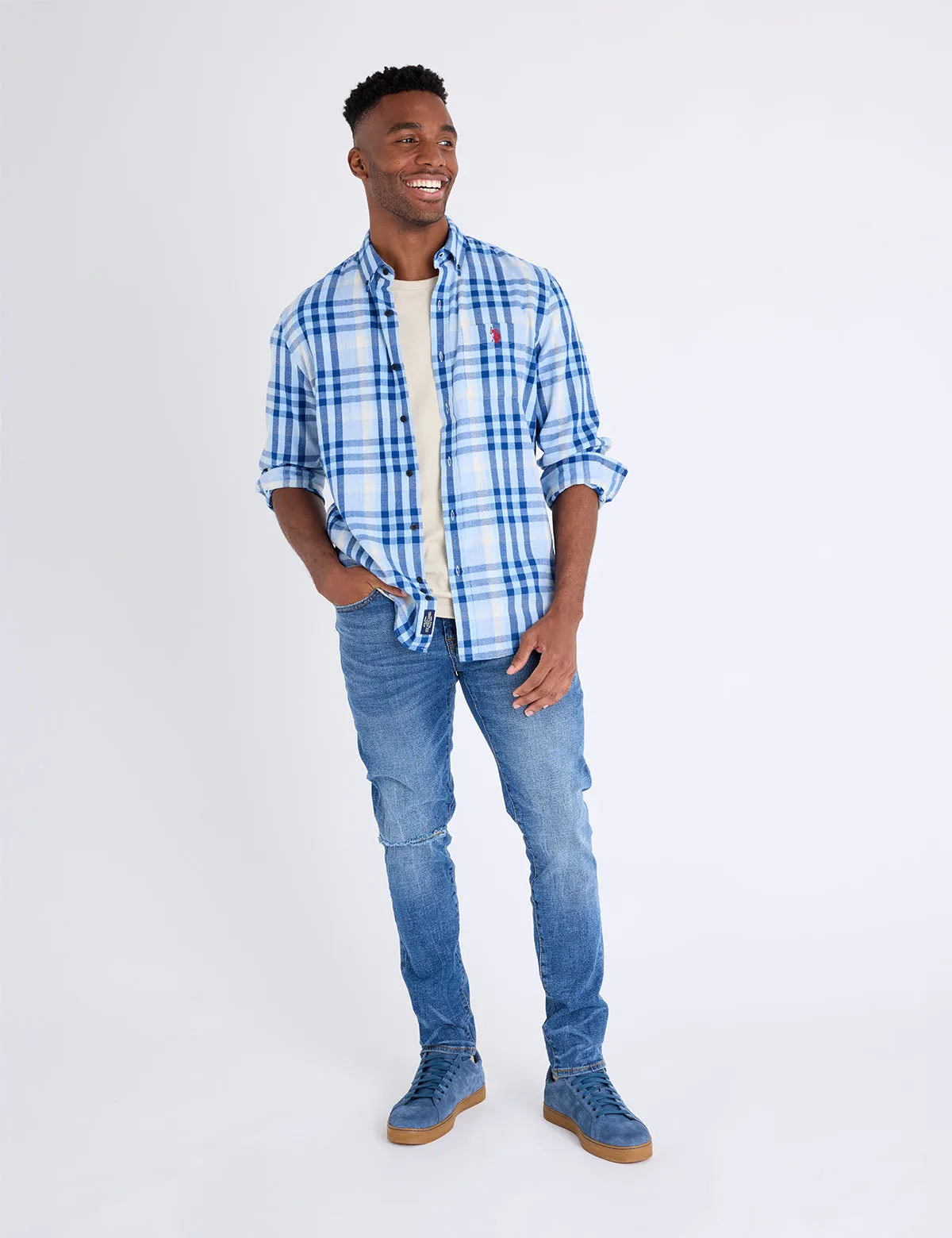 LONG SLEEVE LARGE PLAID PEACHED TWILL SHIRT sold by U.S. Polo Assn. product image thumbnail 5