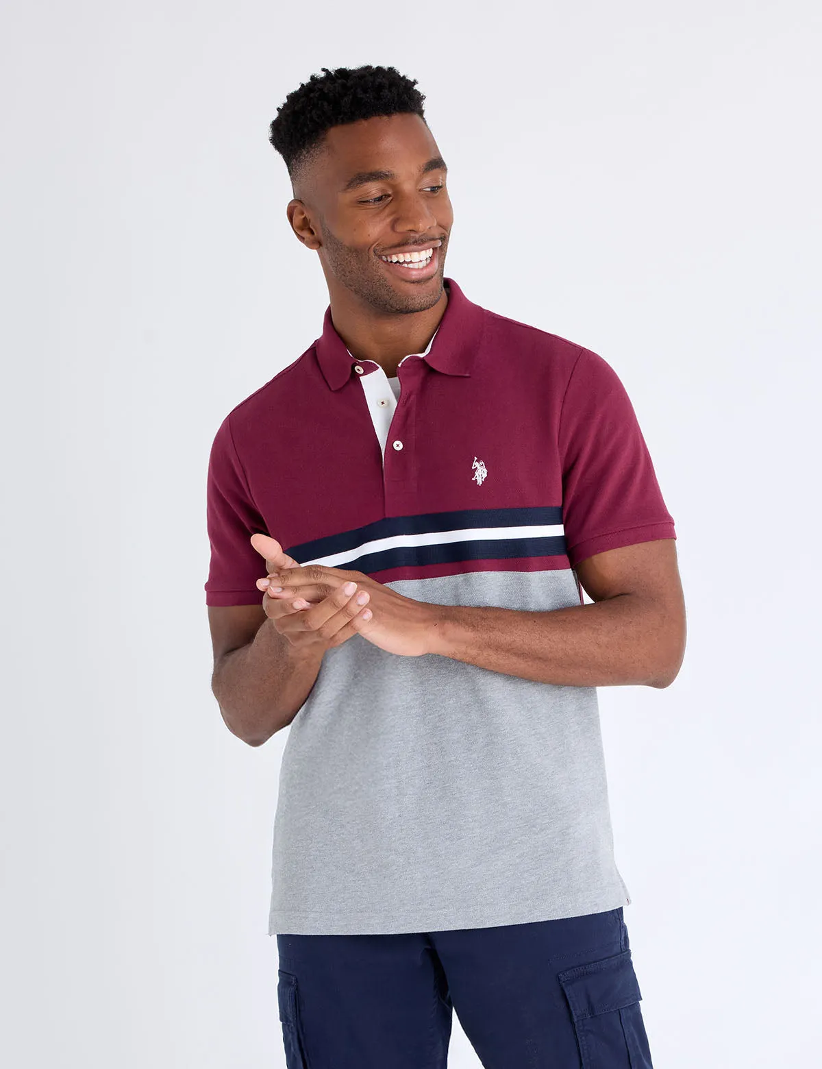 COLOR BLOCK TRICOT TAPE PIQUE POLO SHIRT sold by U.S. Polo Assn.