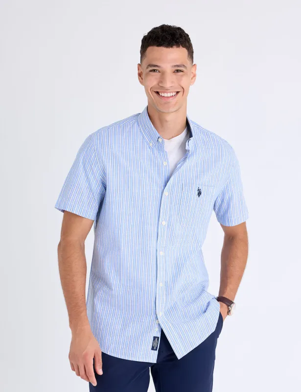 SHORT SLEEVE VERTICAL STRIPE SLUB POPLIN SHIRT sold by U.S. Polo Assn.