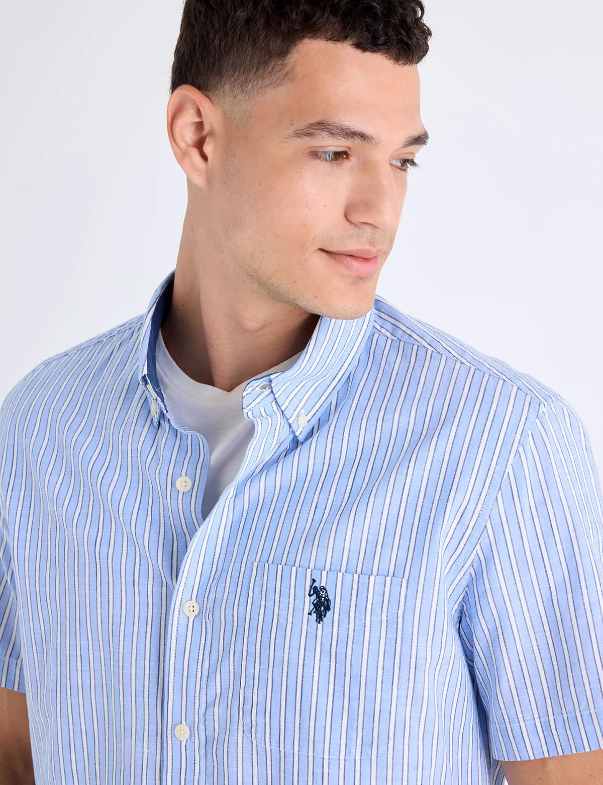 SHORT SLEEVE VERTICAL STRIPE SLUB POPLIN SHIRT sold by U.S. Polo Assn. product image thumbnail 2