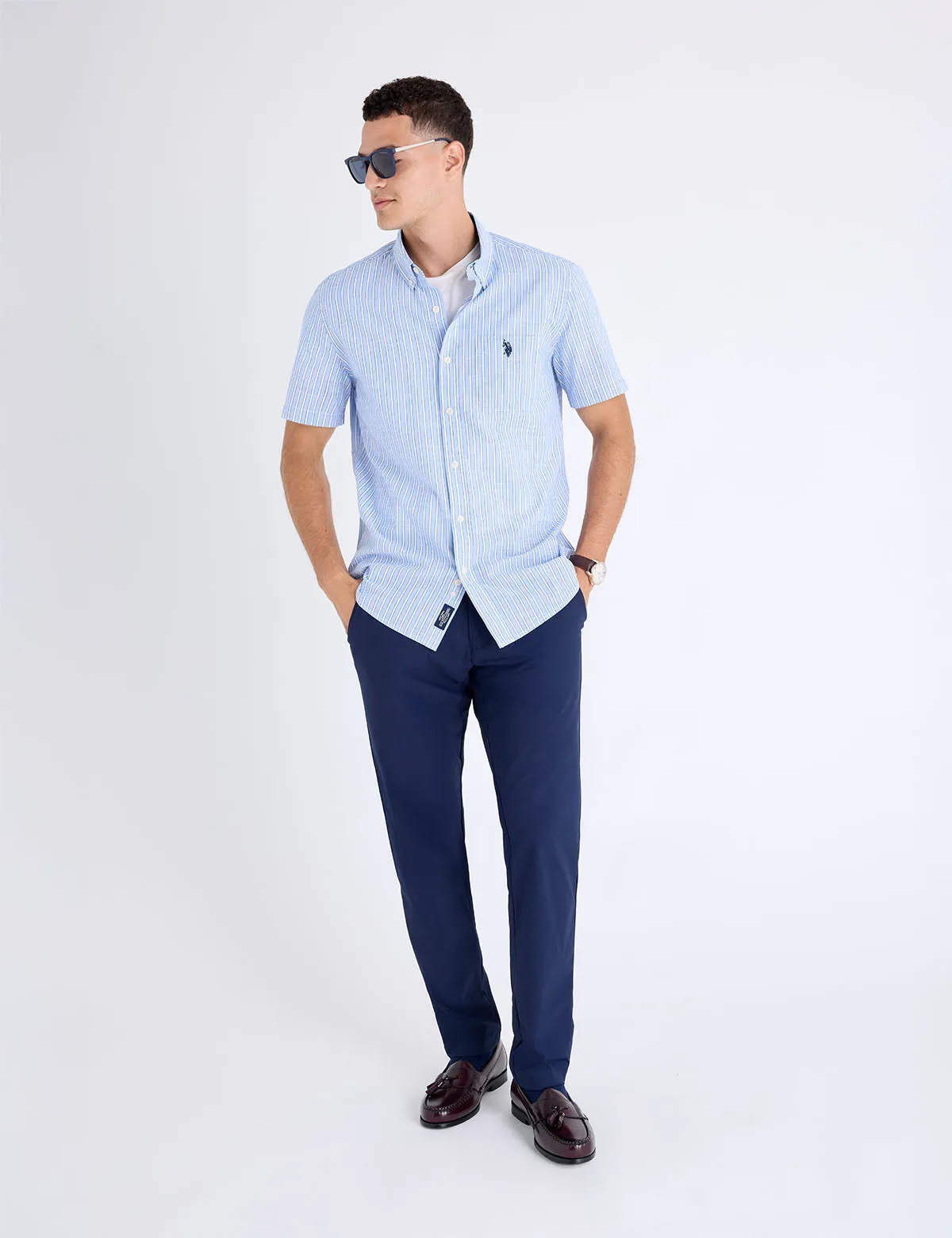 SHORT SLEEVE VERTICAL STRIPE SLUB POPLIN SHIRT sold by U.S. Polo Assn. product image thumbnail 5