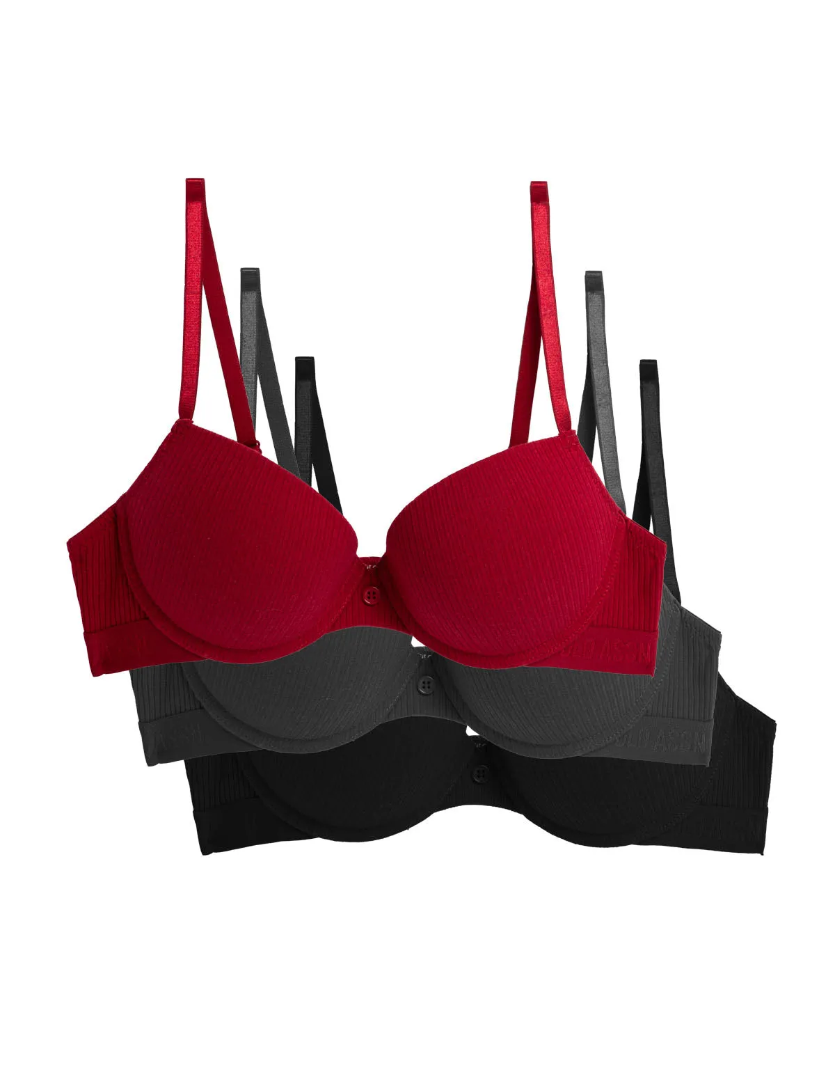 3PK RIBBED PUSH UP BRAS sold by U.S. Polo Assn. product image thumbnail 4