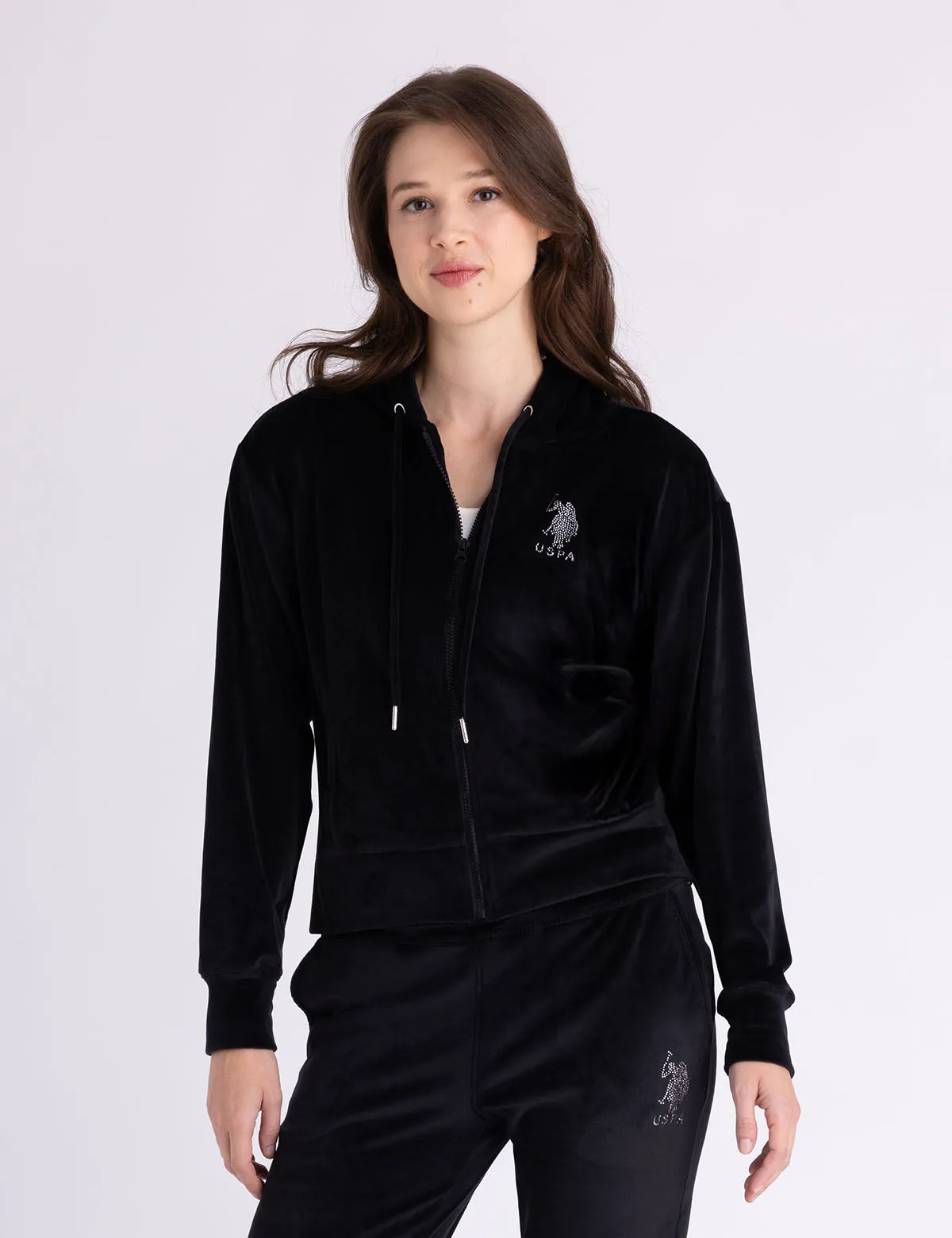 VELOUR RHINESTONE ZIP UP HOODIE sold by U.S. Polo Assn. product image thumbnail 5