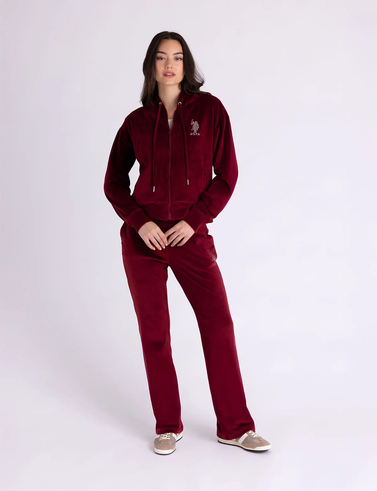 VELOUR RHINESTONE ZIP UP HOODIE sold by U.S. Polo Assn. product image thumbnail 3